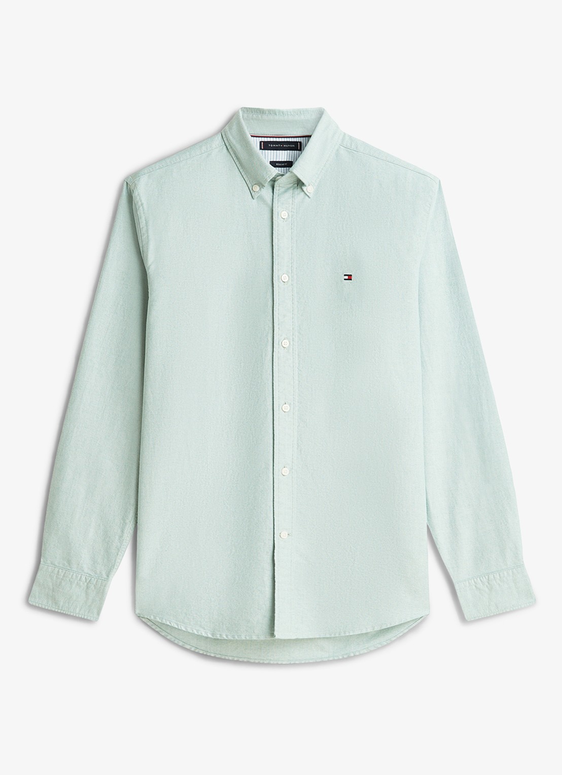 Tommy Hilfiger Oxford regular fit overhemd met logo - voorkant 2 groen