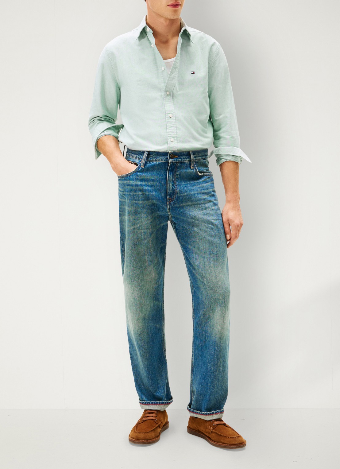 Tommy Hilfiger Oxford regular fit overhemd met logo - voorkant 3 groen