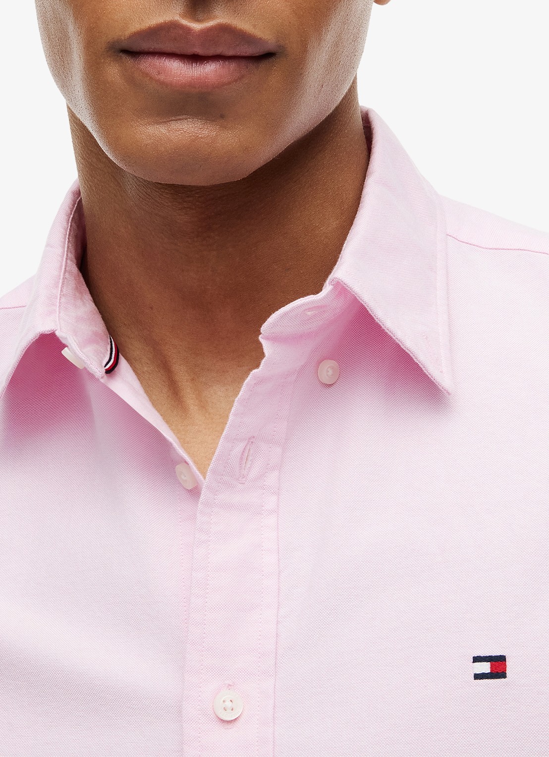Tommy Hilfiger Oxford regular fit overhemd met logo - detail 2 lichtroze