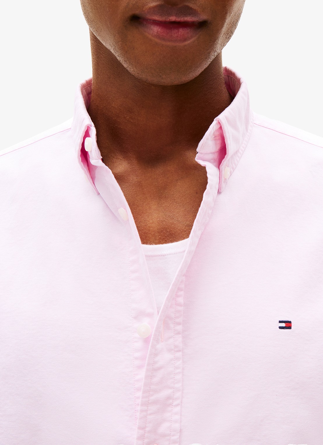 Tommy Hilfiger Oxford regular fit overhemd met logo - detail 3 lichtroze