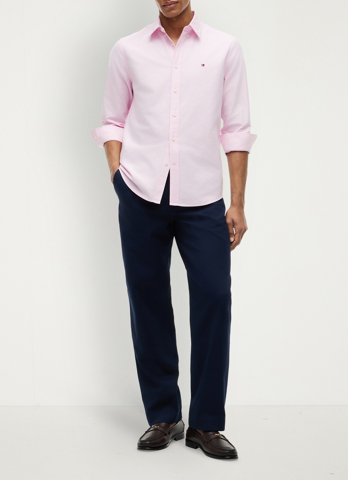 Tommy Hilfiger Oxford regular fit overhemd met logo - voorkant 6 lichtroze