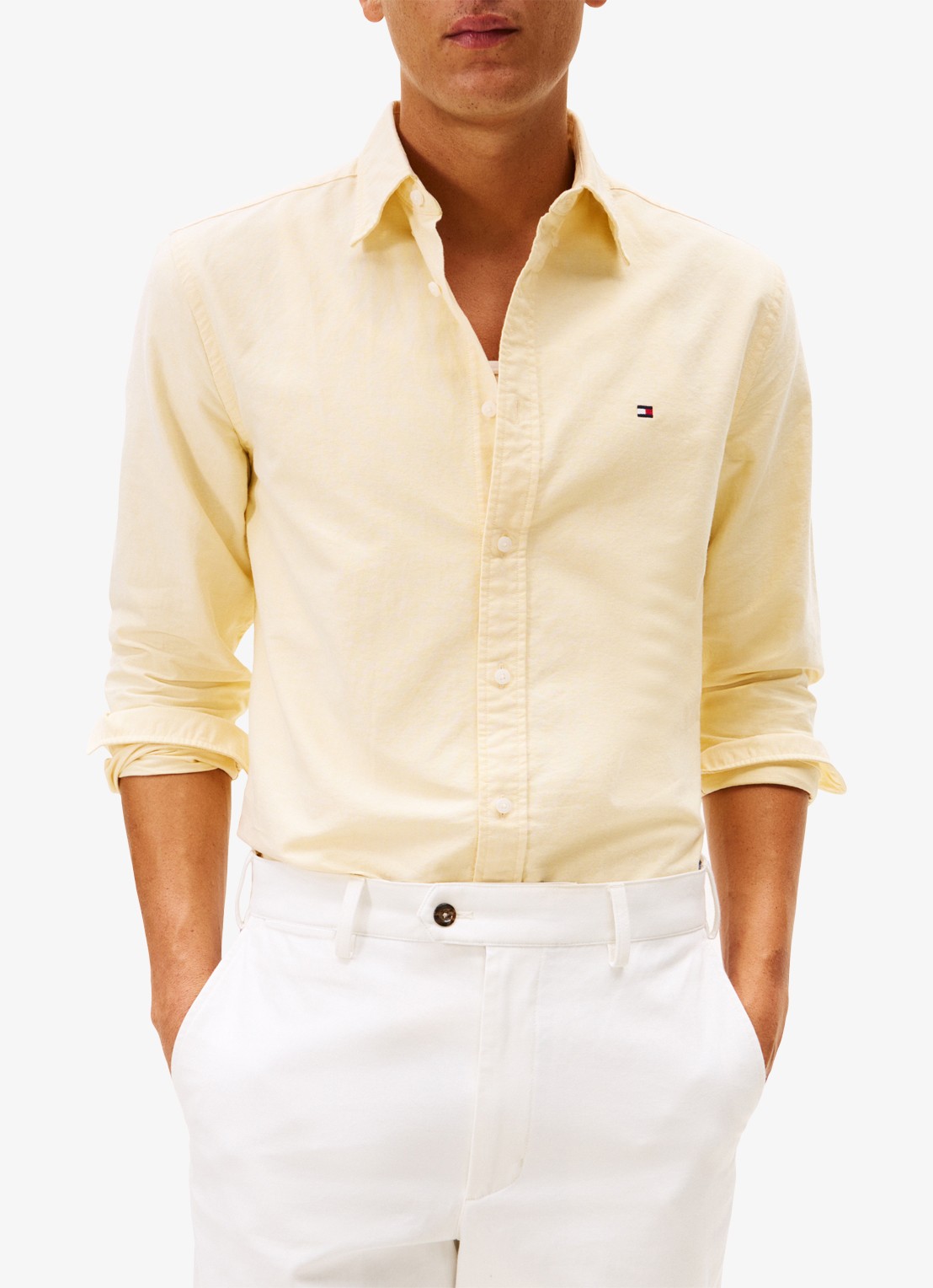 Tommy Hilfiger Oxford regular fit overhemd met logo - detail 4 geel