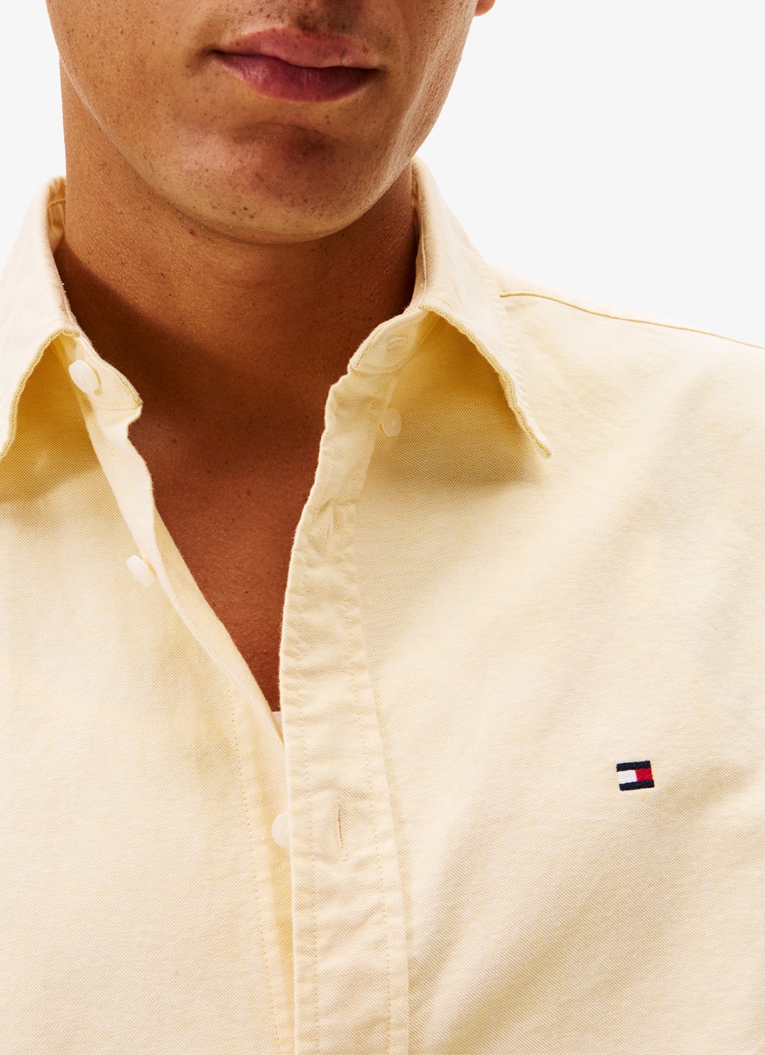 Tommy Hilfiger Oxford regular fit overhemd met logo - detail 5 geel