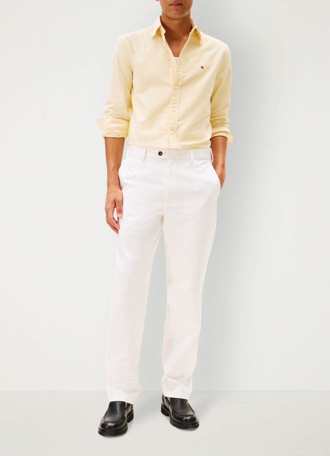Tommy Hilfiger Oxford regular fit overhemd met logo - voorkant 2 geel