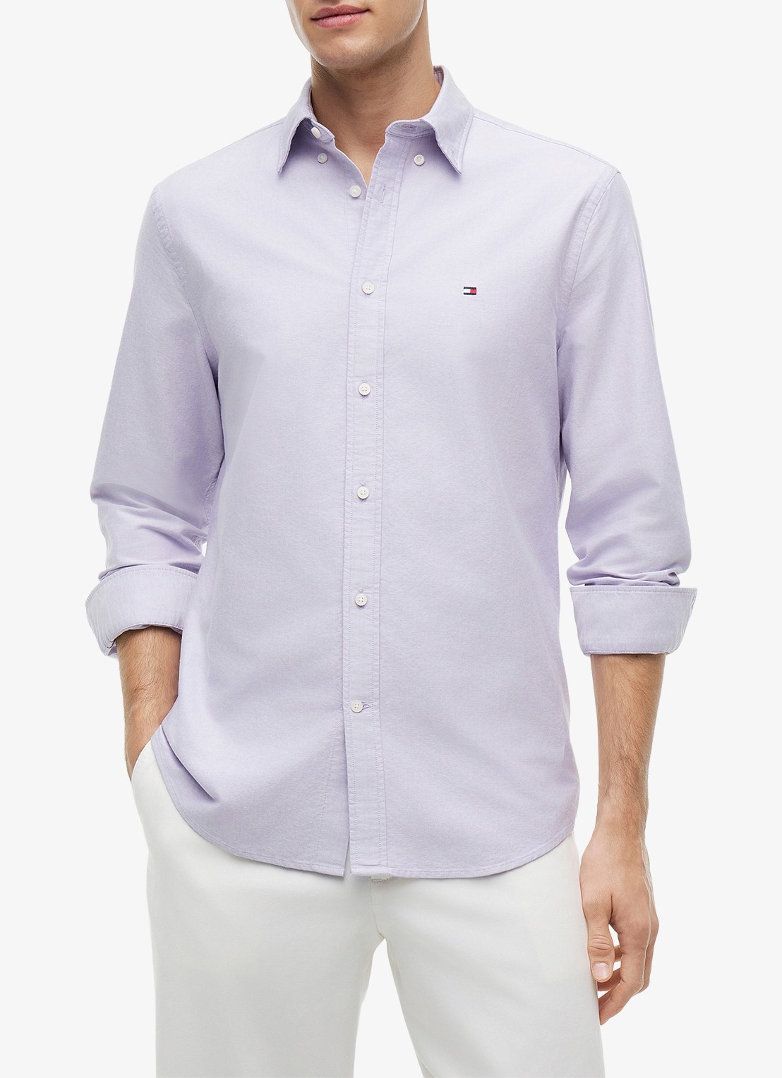 Tommy Hilfiger Oxford regular fit overhemd met logo - detail 3 monarch purple-c0p / paars