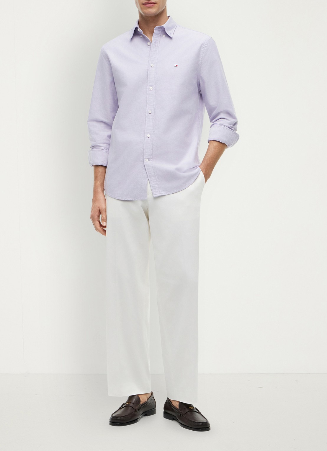 Tommy Hilfiger Oxford regular fit overhemd met logo - voorkant 2 monarch purple-c0p / paars