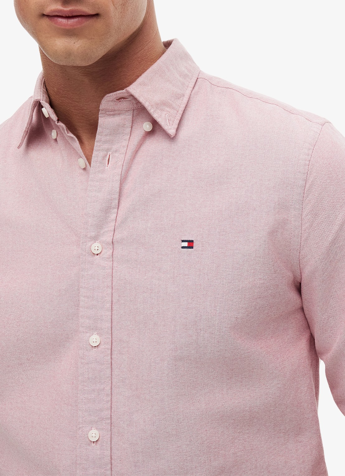 Tommy Hilfiger Oxford regular fit overhemd met logo - detail 2 medium red-xld / rood