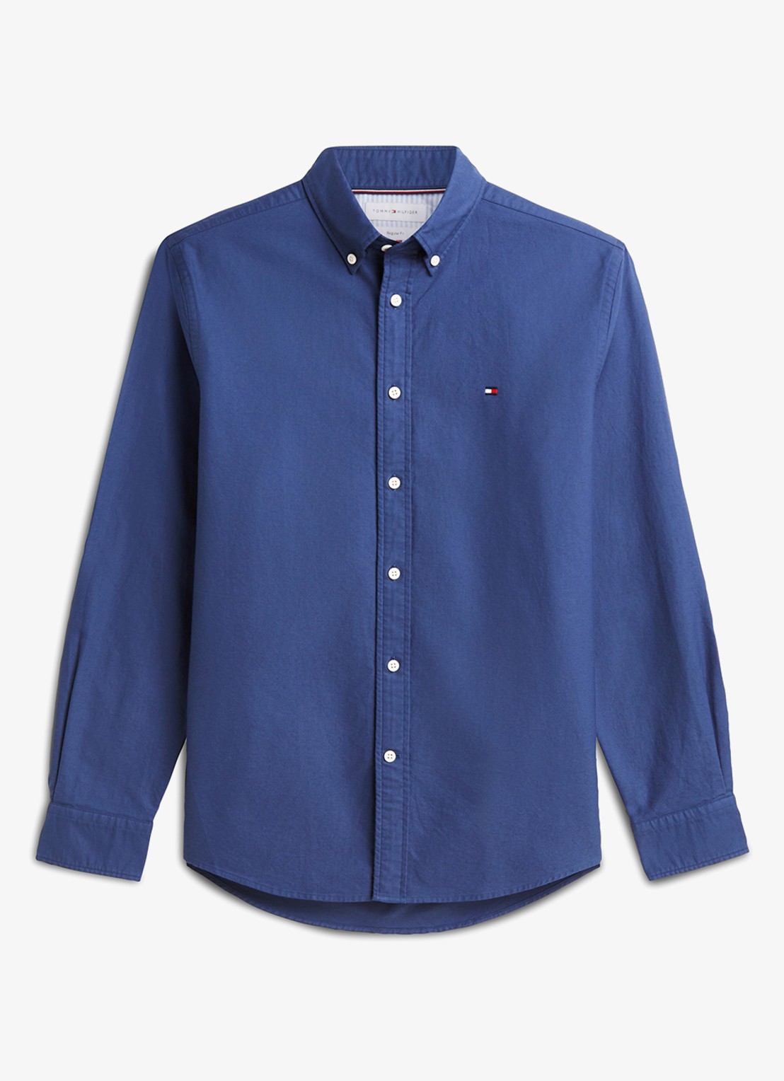 Tommy Hilfiger Oxford regular fit overhemd met logo - voorkant 5 aegean sea-0gy / blauw
