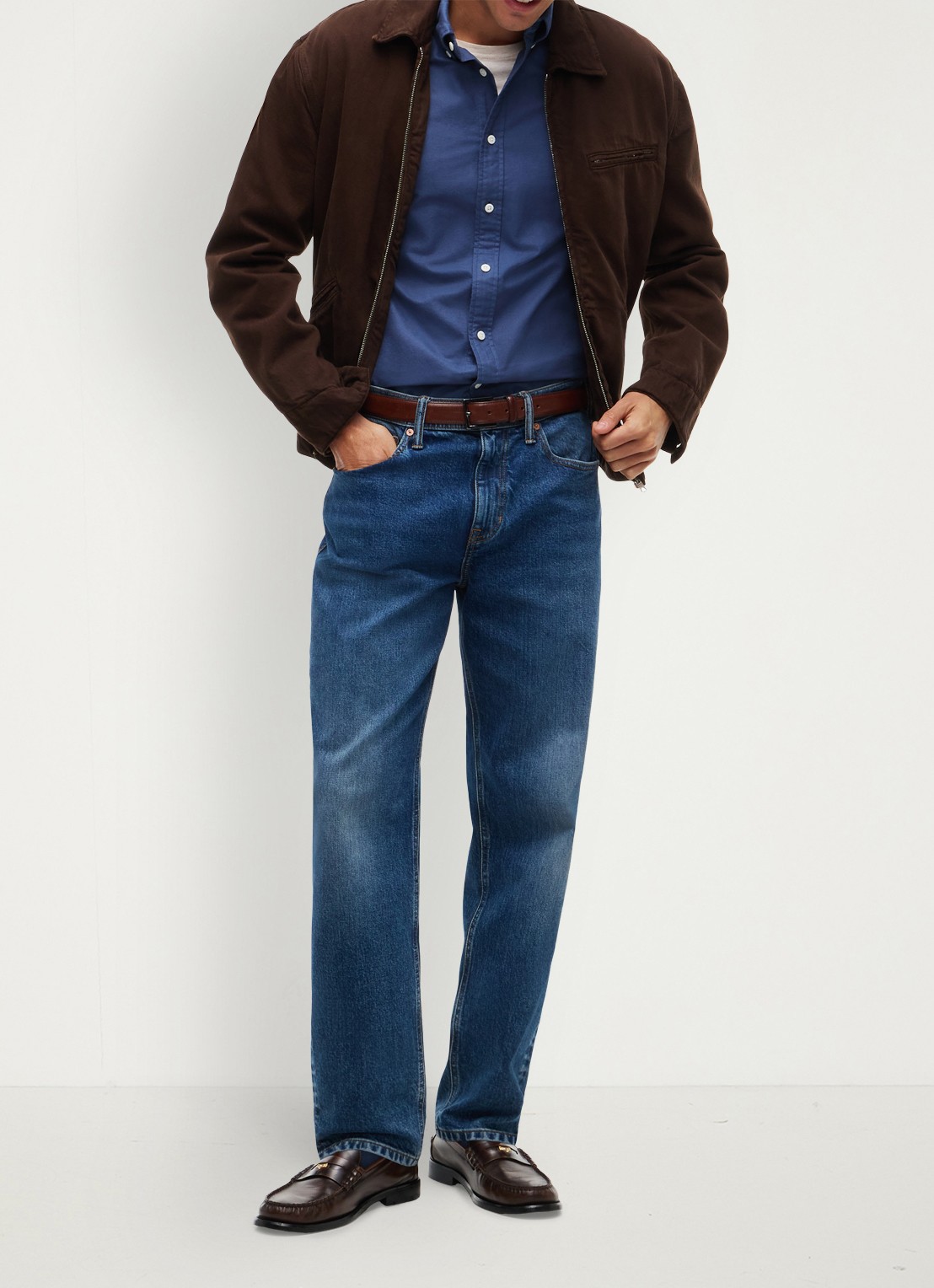 Tommy Hilfiger Oxford regular fit overhemd met logo - voorkant 6 aegean sea-0gy / blauw