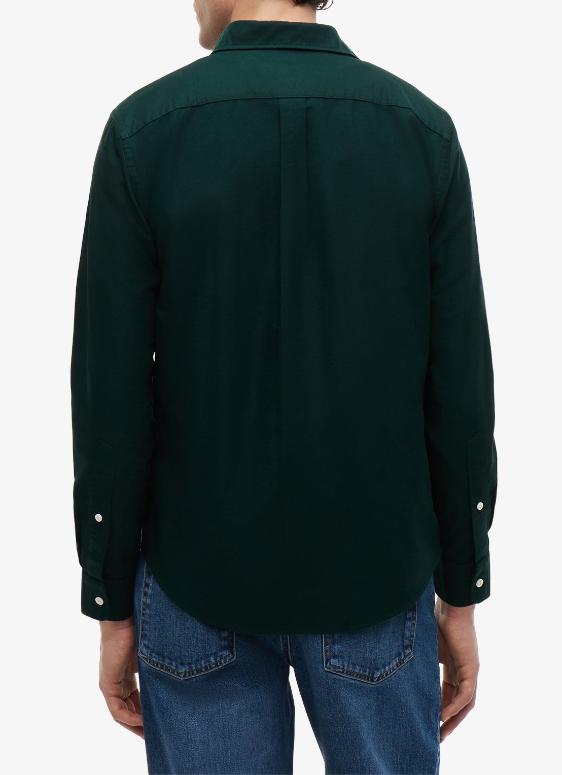 Tommy Hilfiger Oxford regular fit overhemd met logo - achterkant 5 hunter / hunter solid-mbp