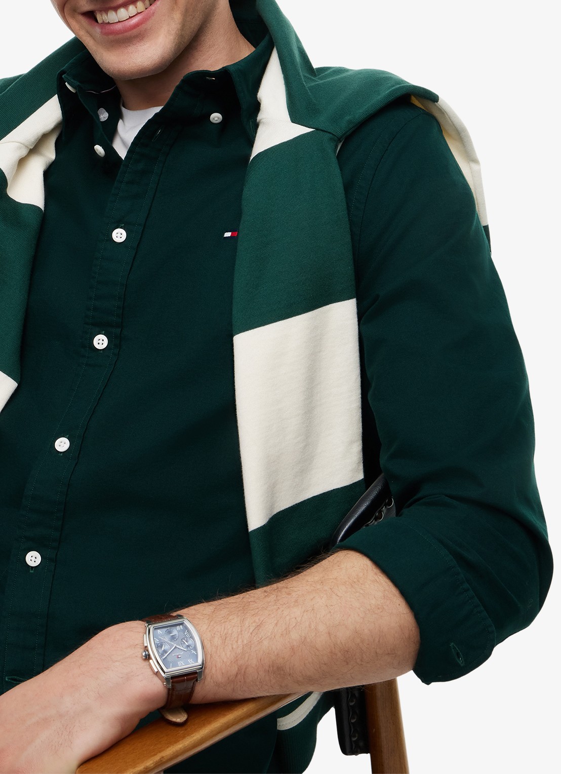 Tommy Hilfiger Oxford regular fit overhemd met logo - detail 2 hunter / hunter solid-mbp