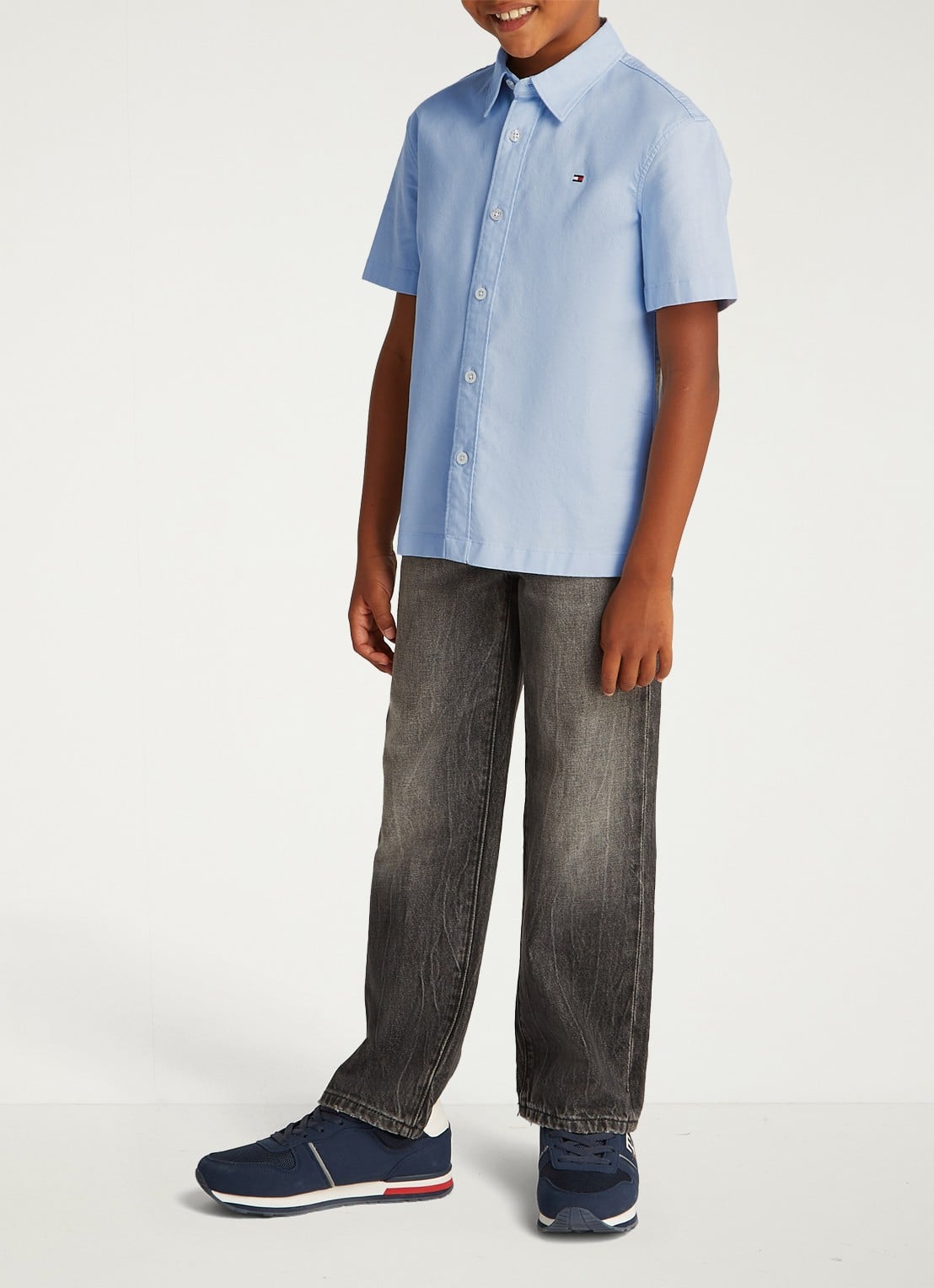 Tommy Hilfiger Oxford regular fit overhemd met logo - voorkant 3 blauw