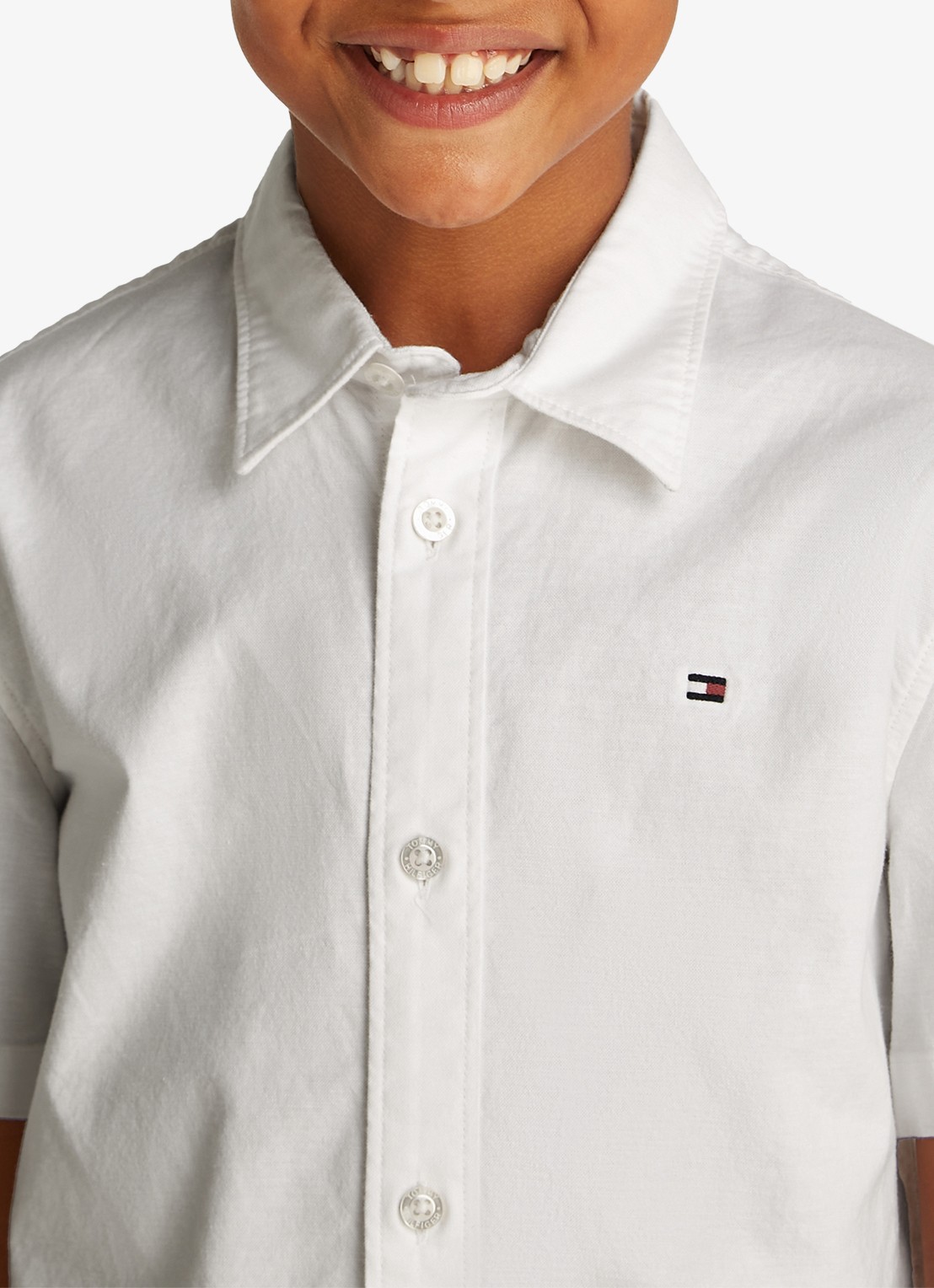 Tommy Hilfiger Oxford regular fit overhemd met logo - detail wit
