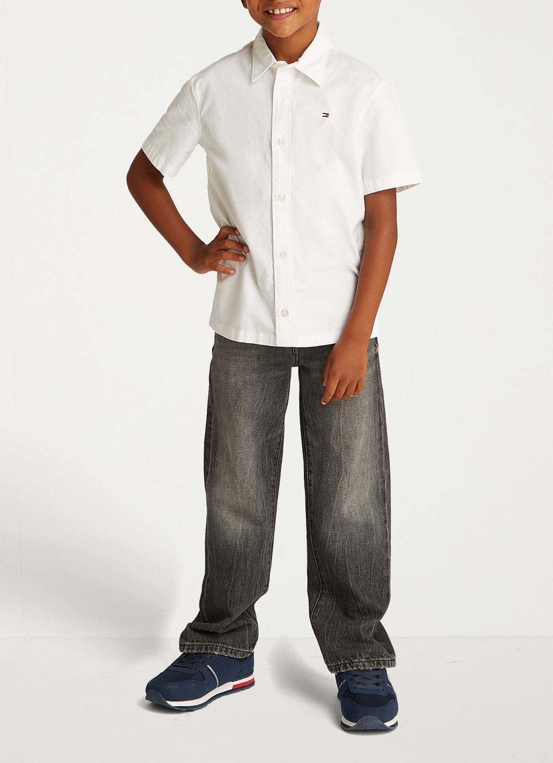 Tommy Hilfiger Oxford regular fit overhemd met logo - voorkant 3 wit