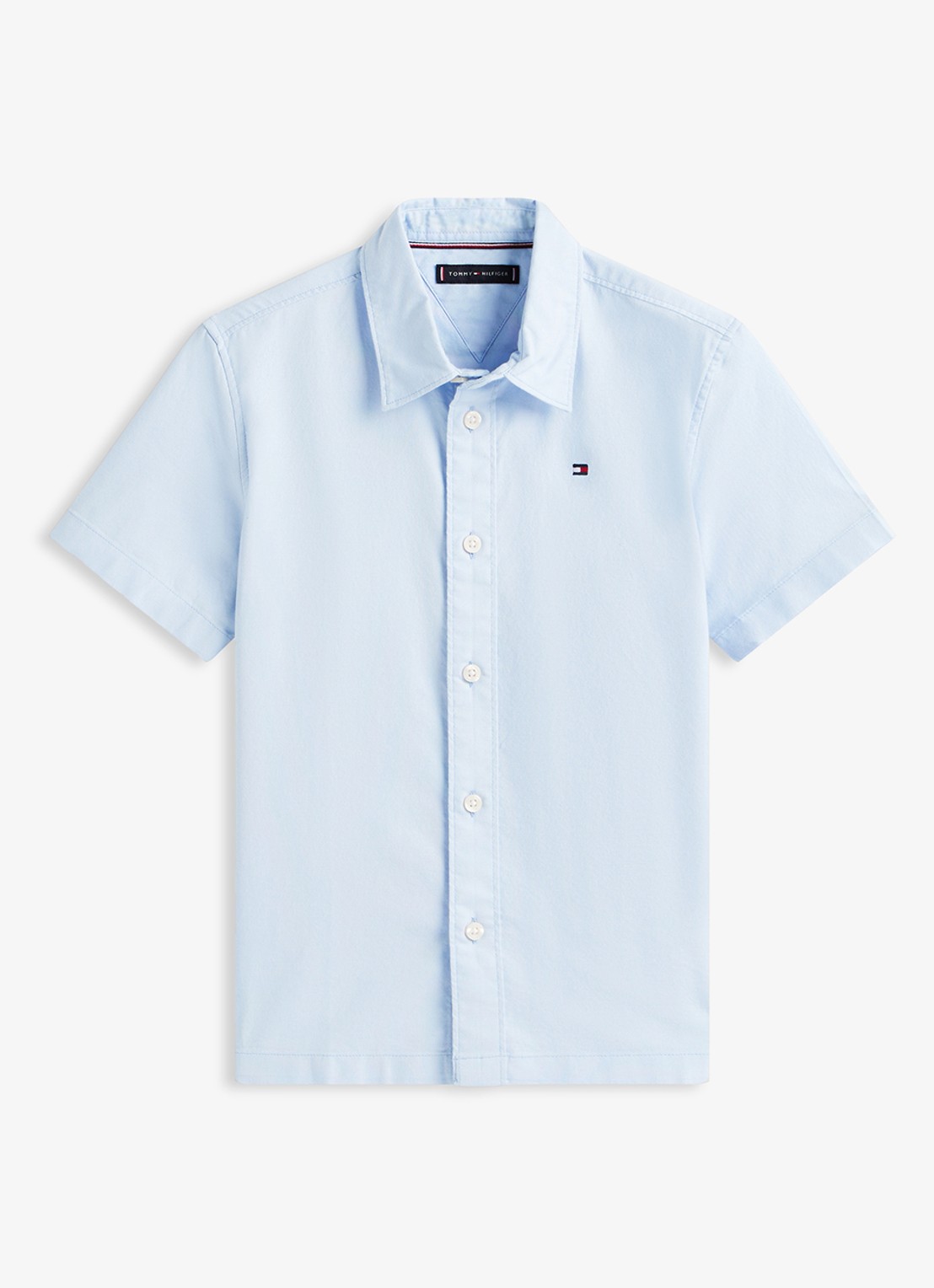 Tommy Hilfiger Oxford regular fit overhemd met logo - voorkant 4 lichtblauw