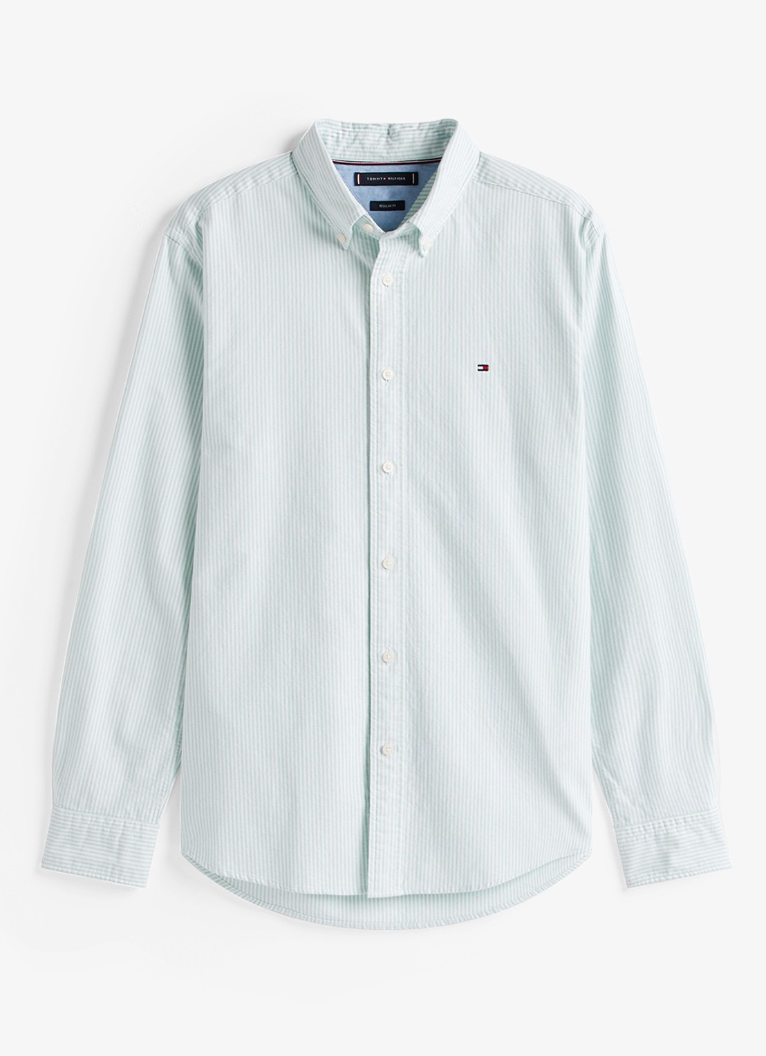 Tommy Hilfiger Oxford regular fit overhemd met streepprint - voorkant 3 mint