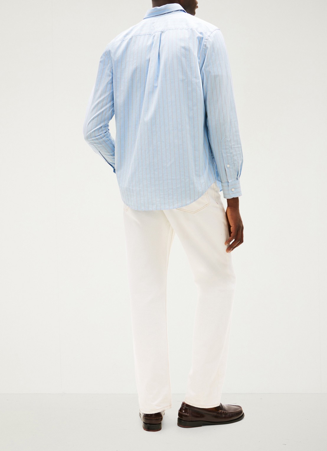 Tommy Hilfiger Oxford regular fit overhemd met streepprint - achterkant 2 lichtblauw