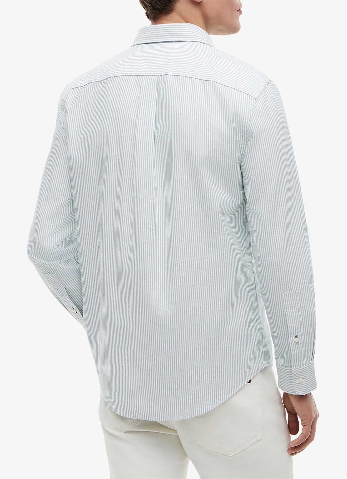 Tommy Hilfiger Oxford regular fit overhemd met streepprint - achterkant 7 ornamental green / white