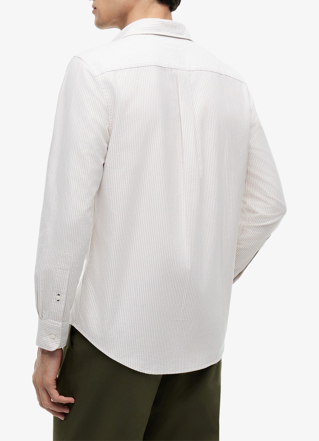 Tommy Hilfiger Oxford regular fit overhemd met streepprint - achterkant 4 coastal taupe / stripe-0aa / beige