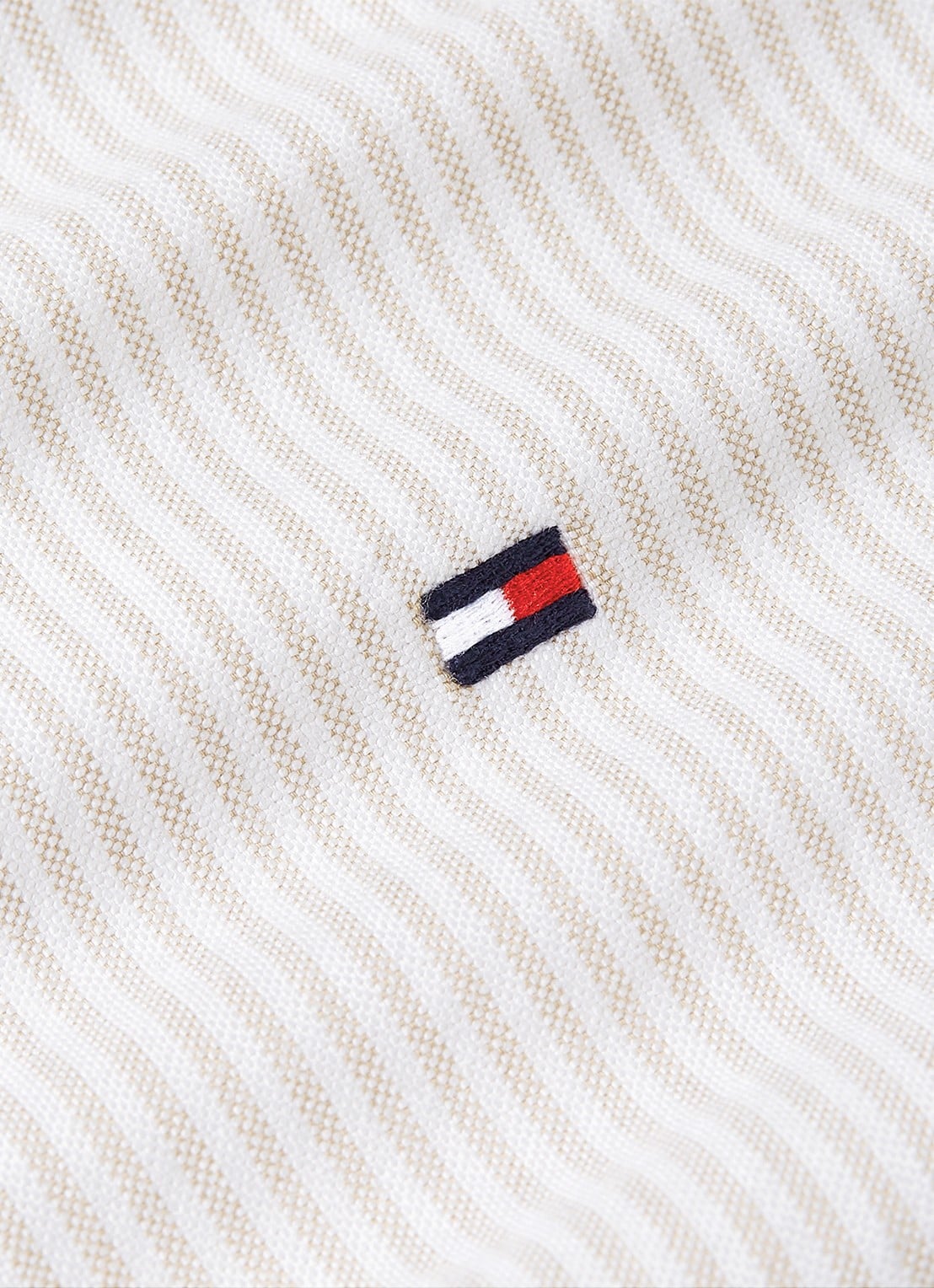 Tommy Hilfiger Oxford regular fit overhemd met streepprint - detail 3 coastal taupe / stripe-0aa / beige