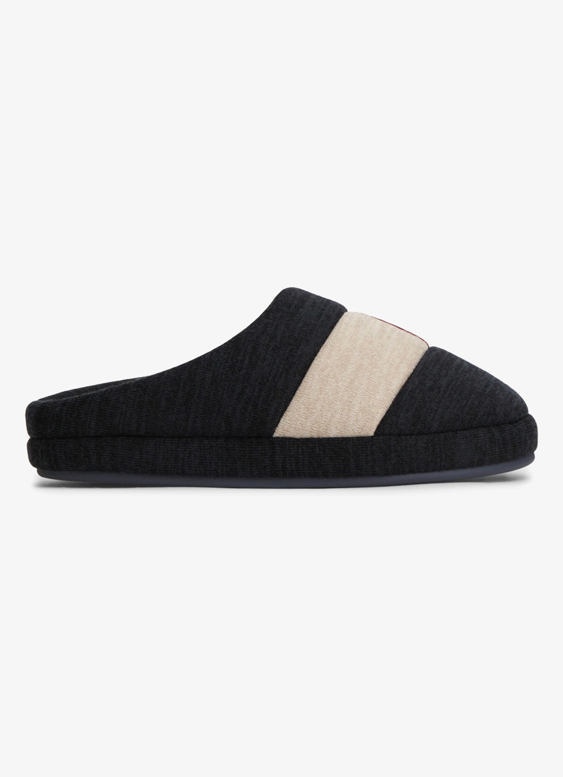 Tommy Hilfiger Pantoffels met colour-blocking - voorkant donkerblauw
