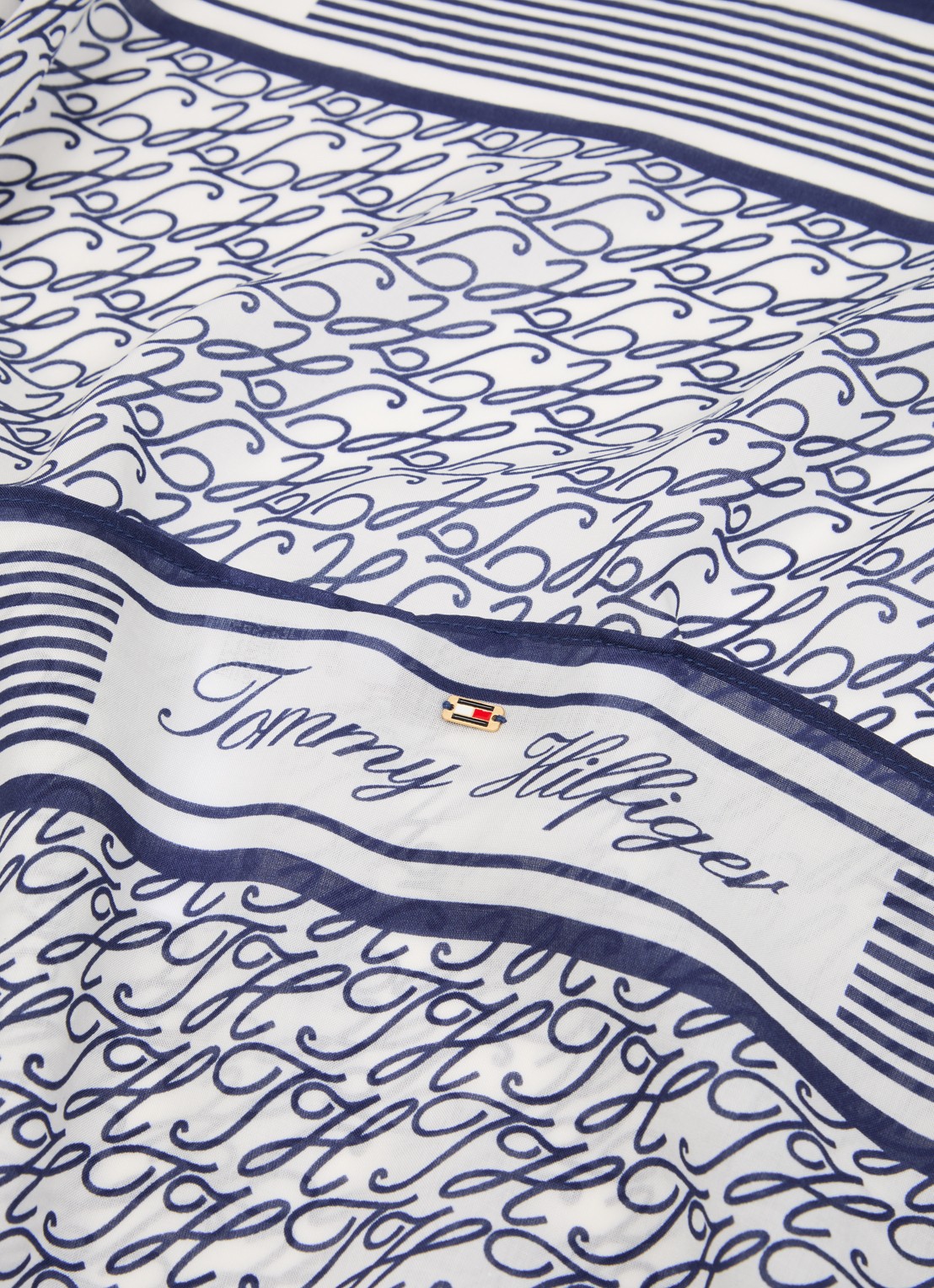 Tommy Hilfiger Pareo met logoprint 110 x 135 cm - detail 4 donkerblauw