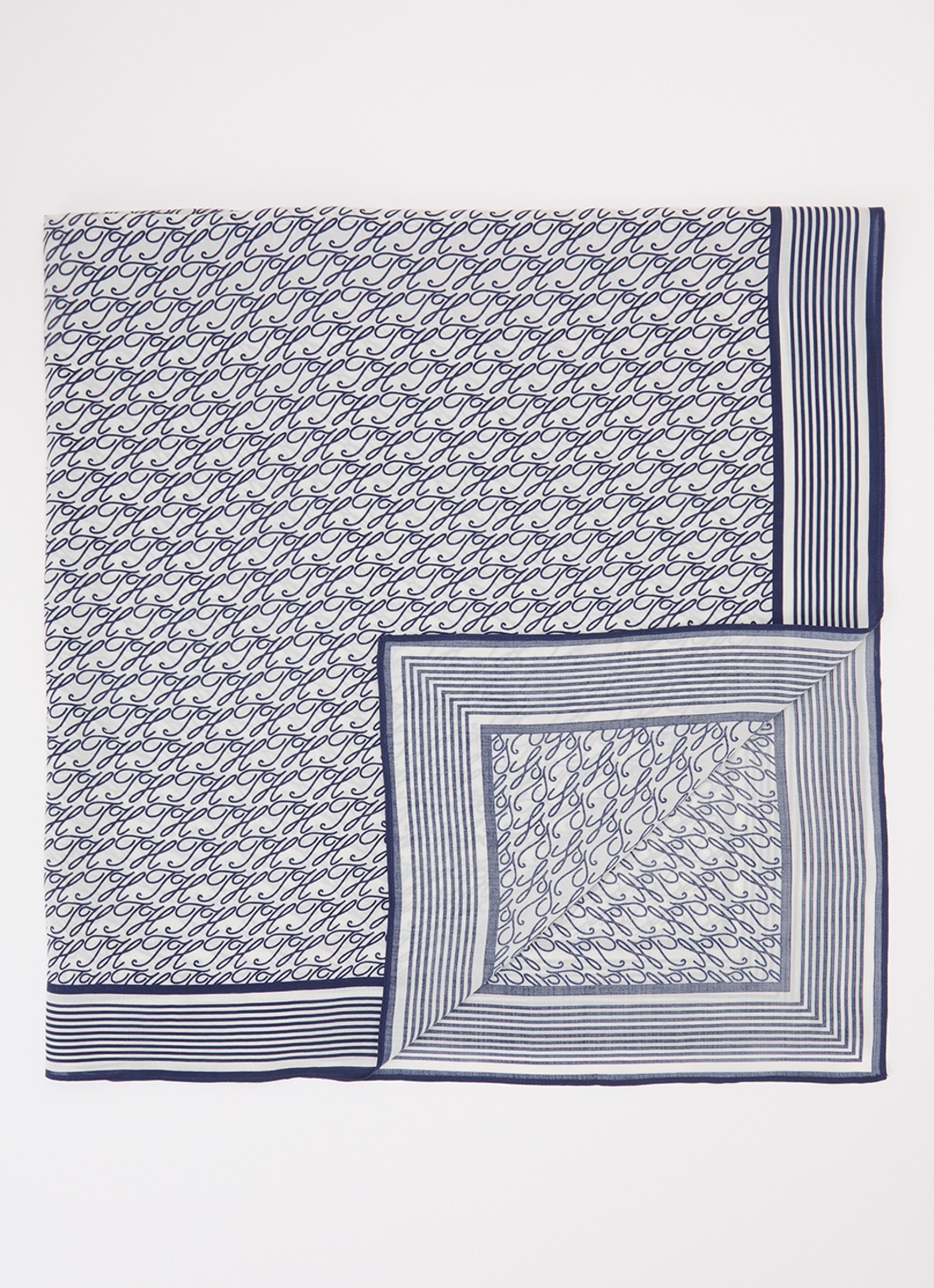 Tommy Hilfiger Pareo met logoprint 110 x 135 cm - voorkant donkerblauw
