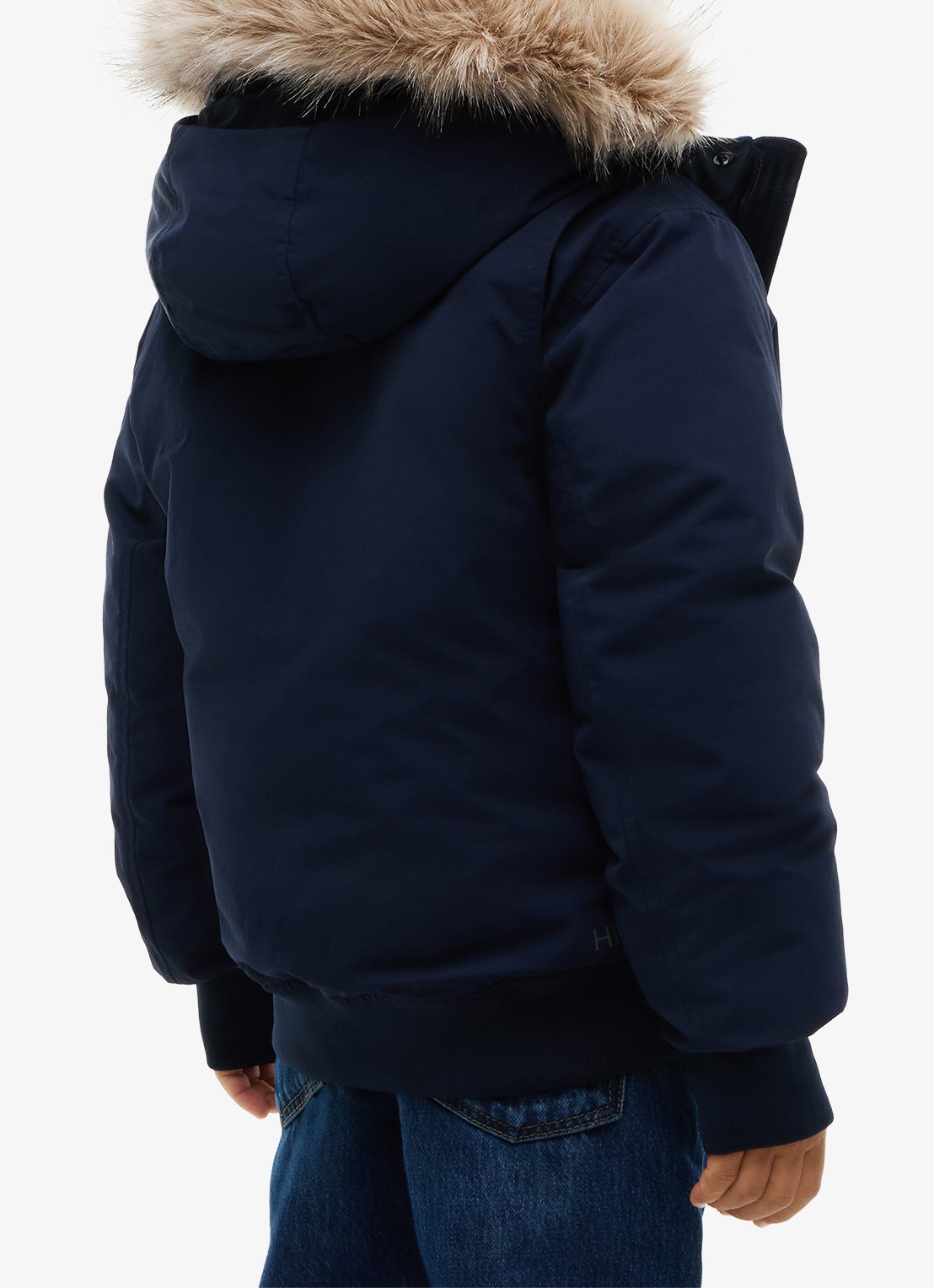 Tommy Hilfiger Parka met imitatiebontkraag - achterkant donkerblauw