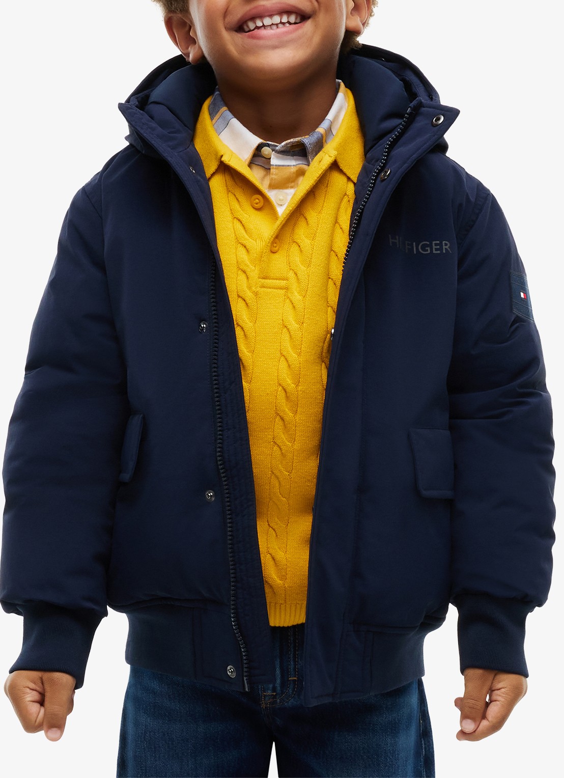 Tommy Hilfiger Parka met imitatiebontkraag - detail 4 donkerblauw