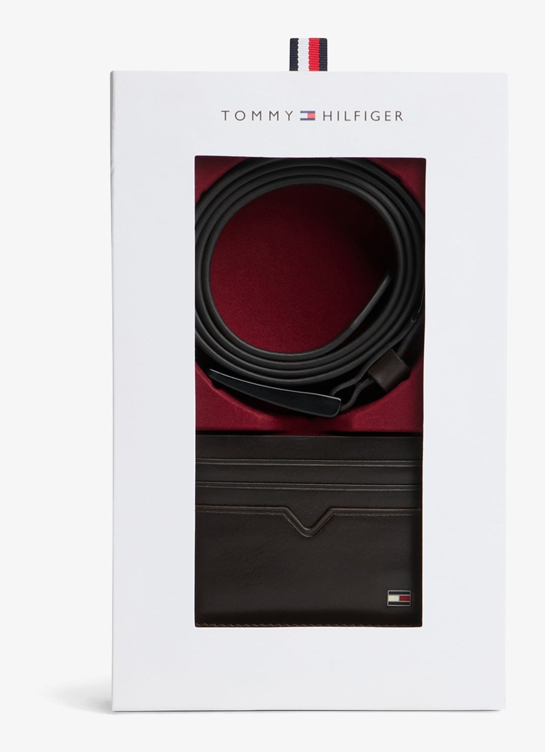 Tommy Hilfiger Pasjeshouder en riem van leer in giftset - detail 2 donkerbruin