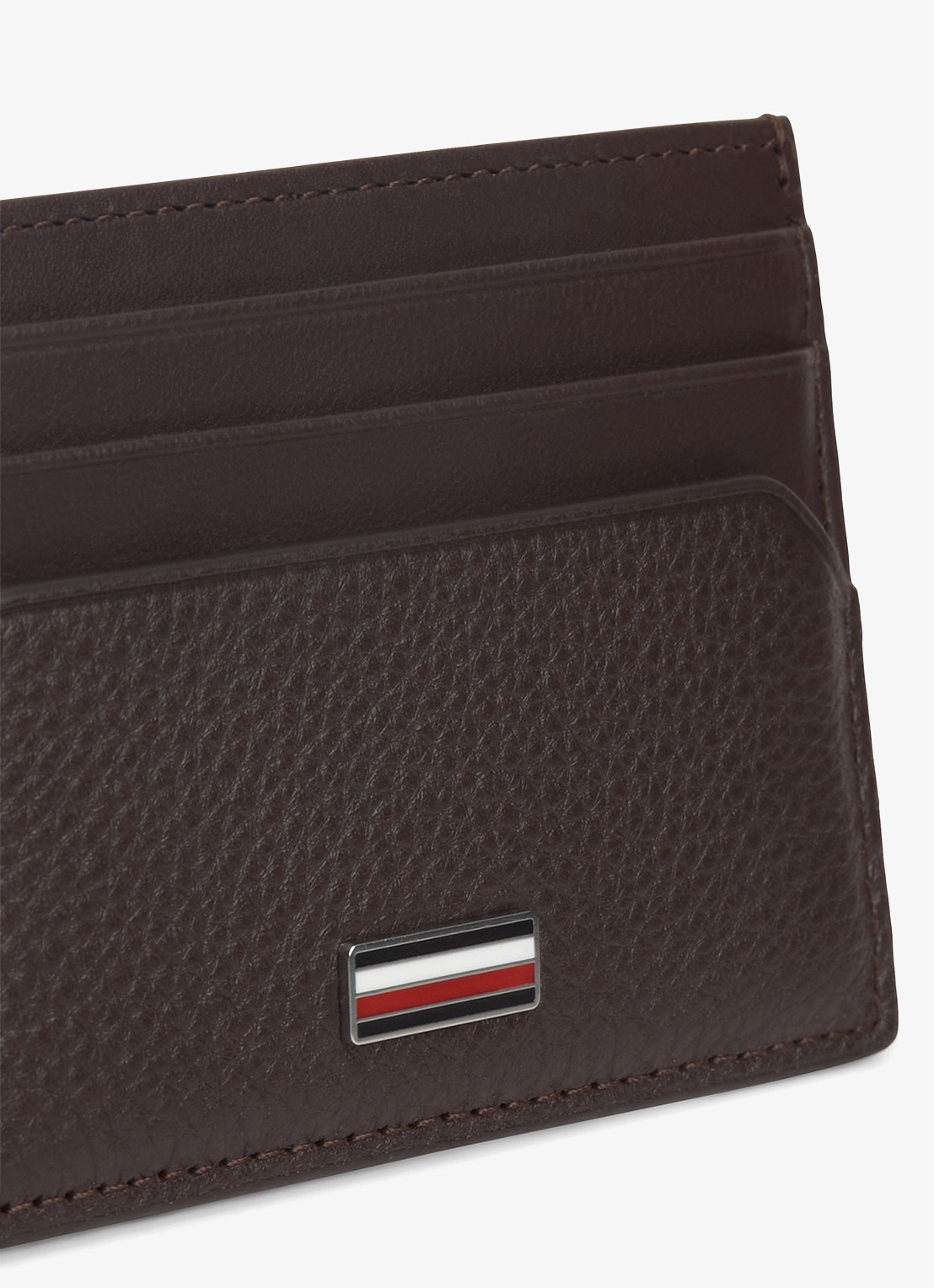 Tommy Hilfiger Pasjeshouder van leer met logo - detail 3 donkerbruin