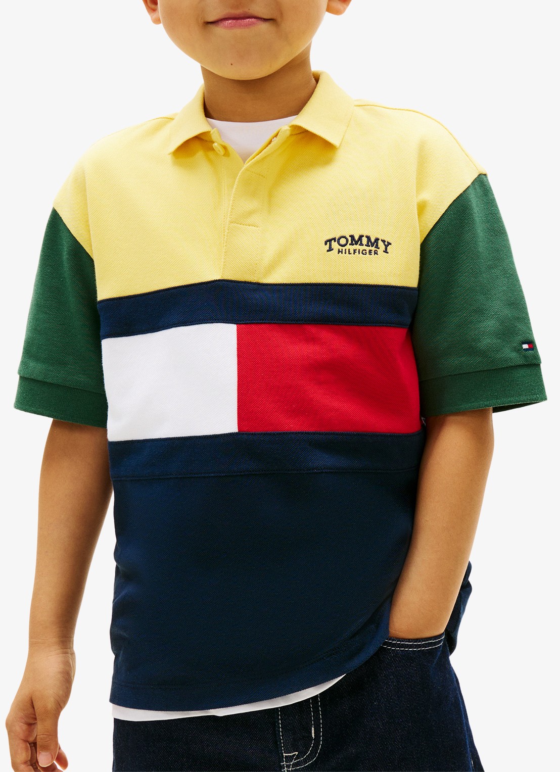 Tommy Hilfiger Polo met logo - detail 3 geel