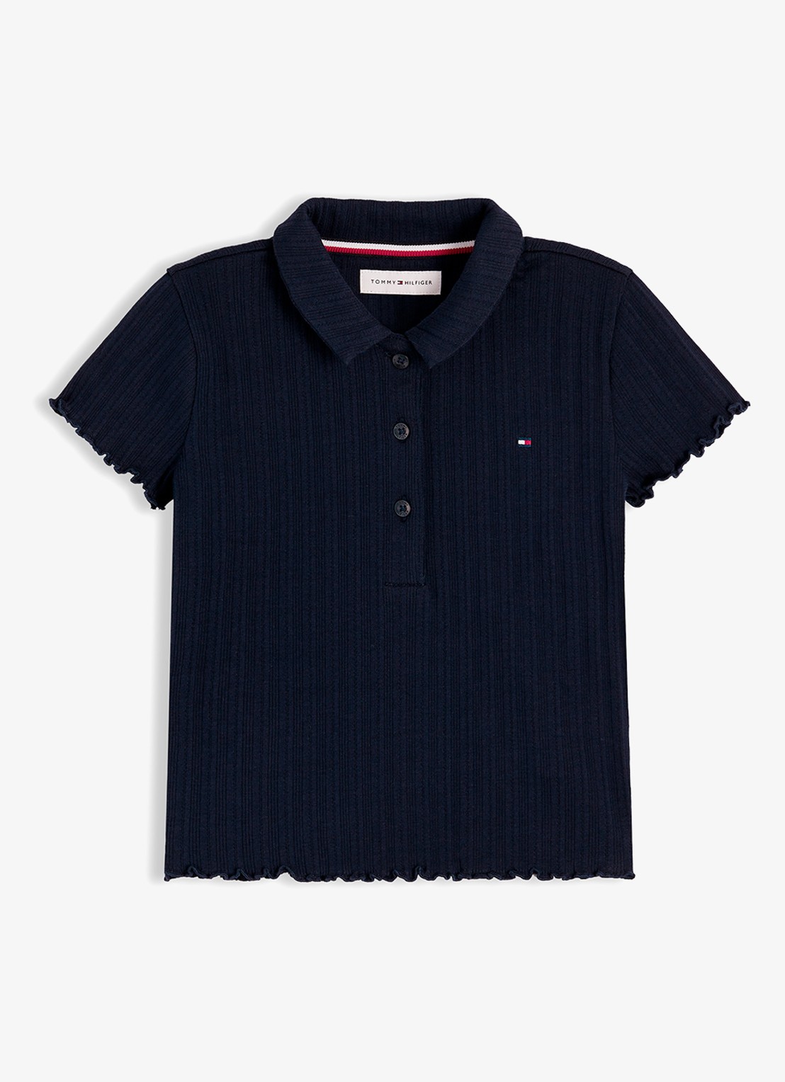Tommy Hilfiger Polo met logoborduring - voorkant donkerblauw