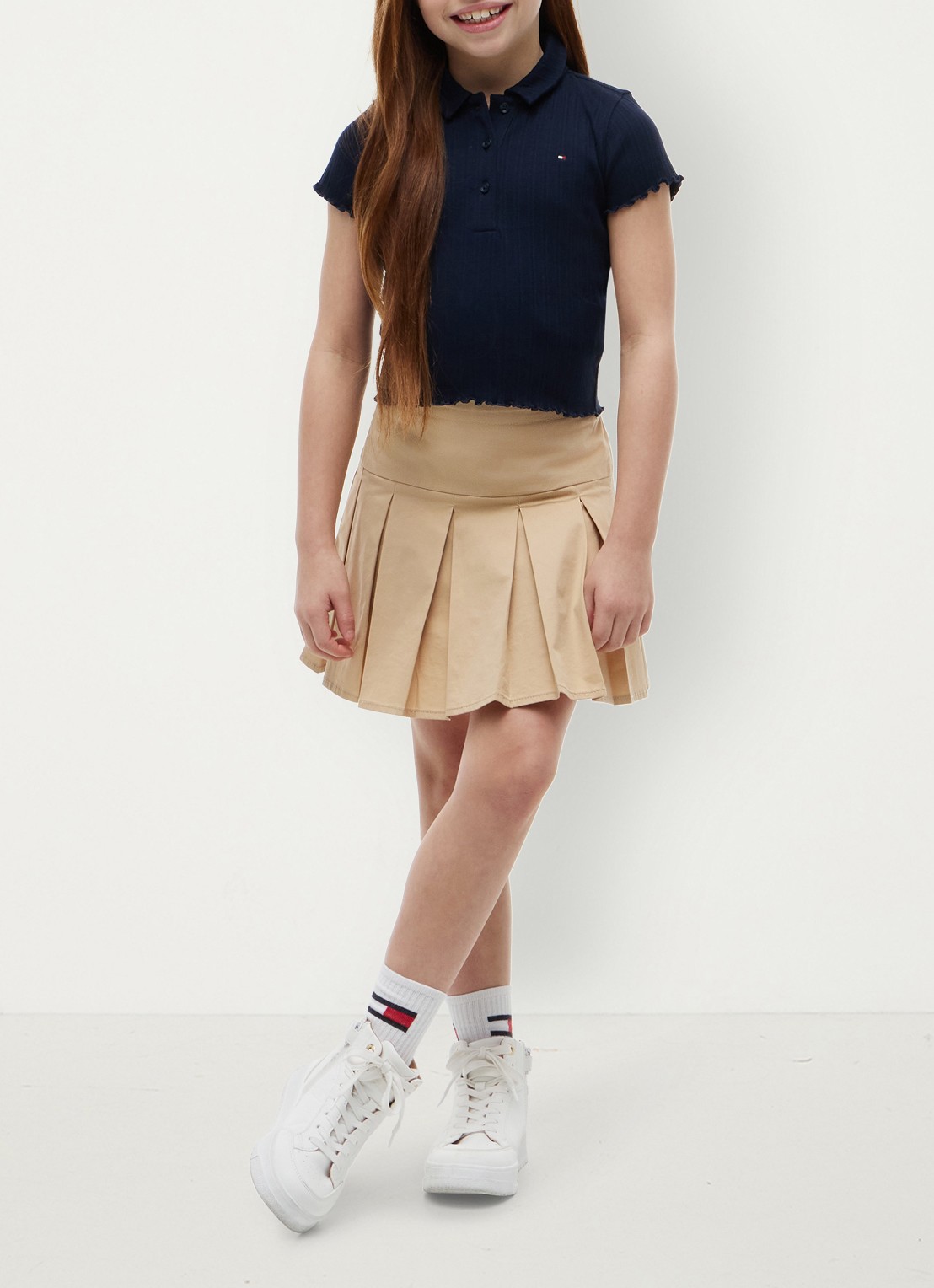Tommy Hilfiger Polo met logoborduring - voorkant 2 donkerblauw
