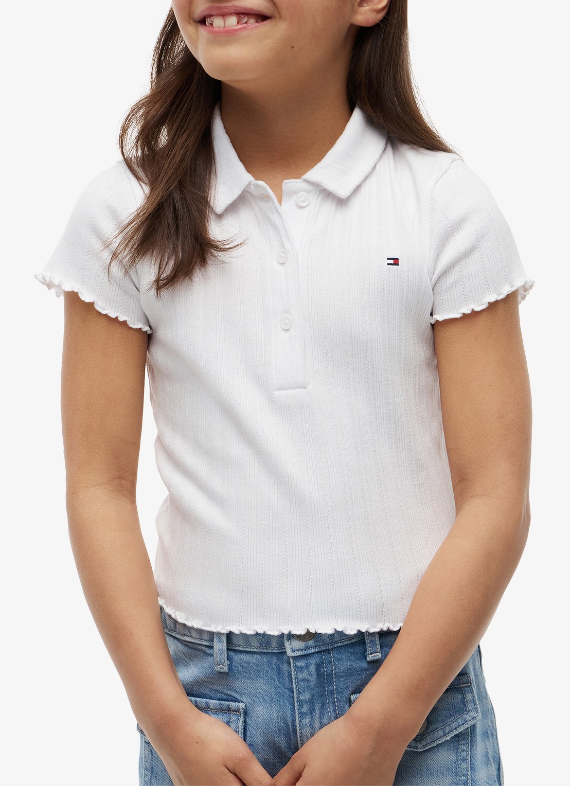 Tommy Hilfiger Polo met logoborduring - detail 2 wit