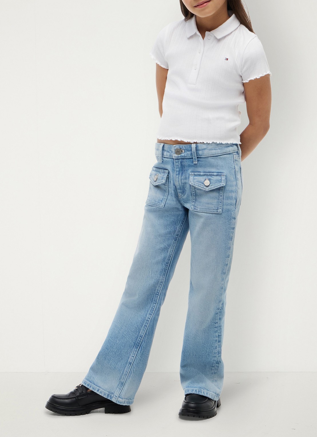 Tommy Hilfiger Polo met logoborduring - voorkant 5 wit
