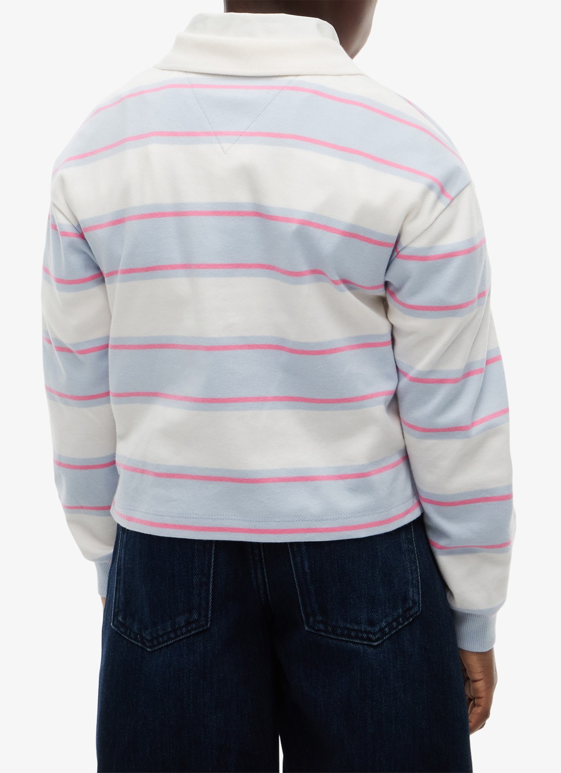 Tommy Hilfiger Polo met streepdessin en logo - achterkant 8 wit