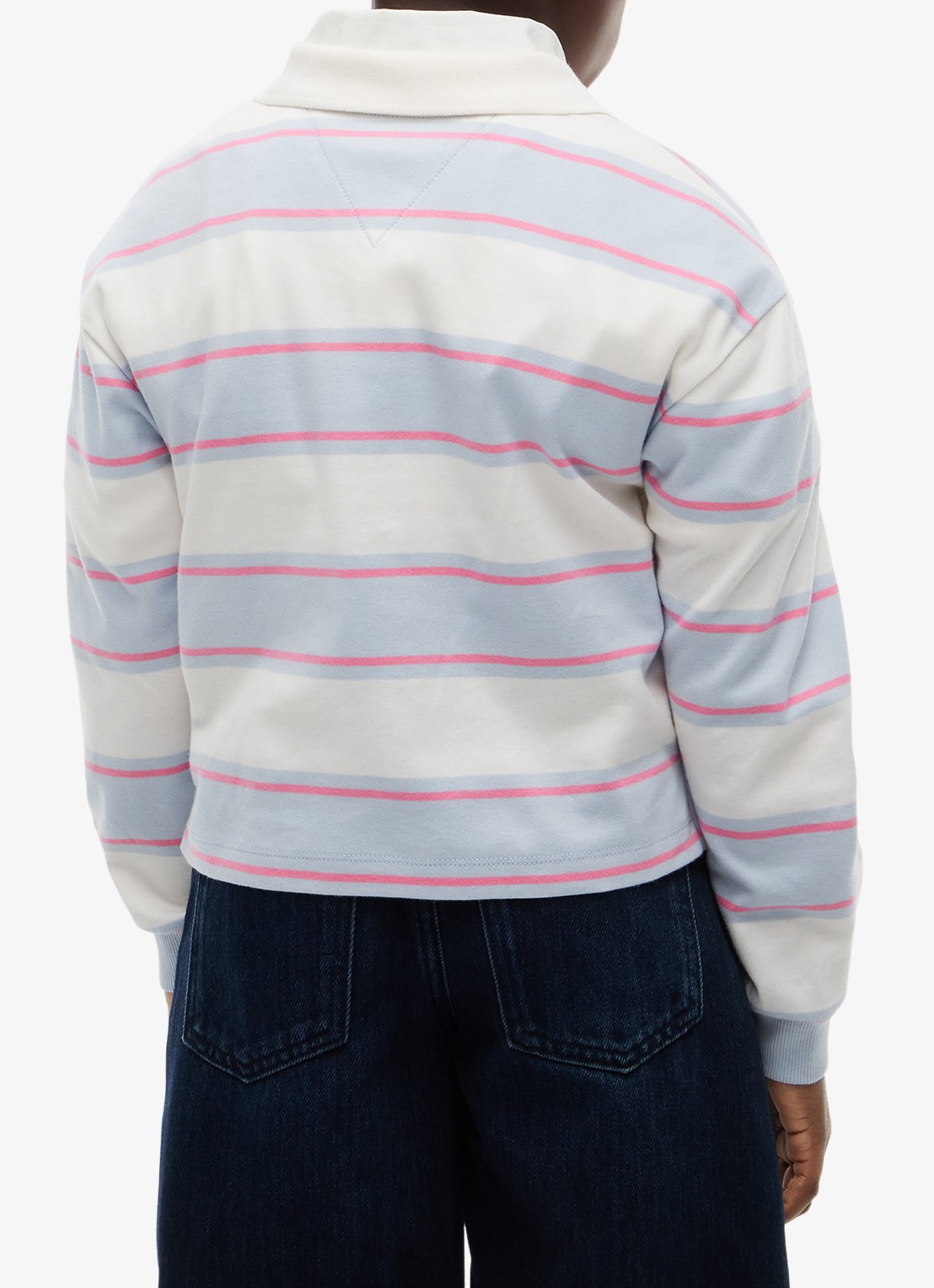 Tommy Hilfiger Polo met streepdessin en logo - achterkant 9 wit