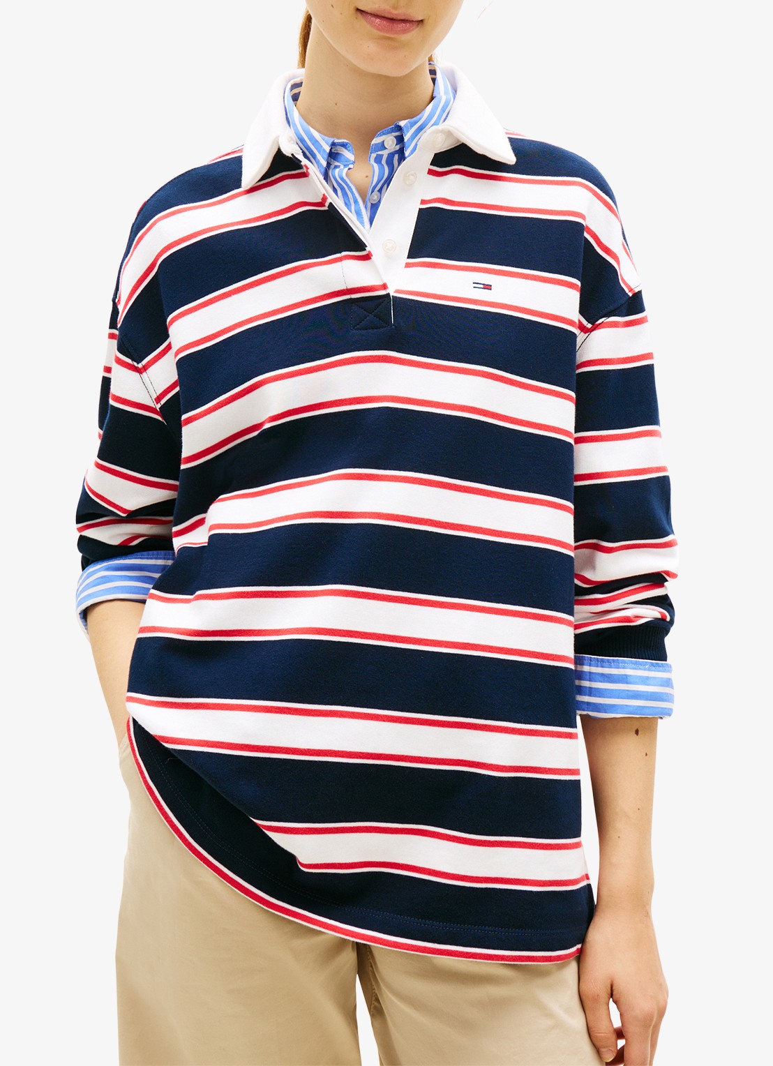 Tommy Hilfiger Polo met streepprint en logoborduring - detail 2 multicolor