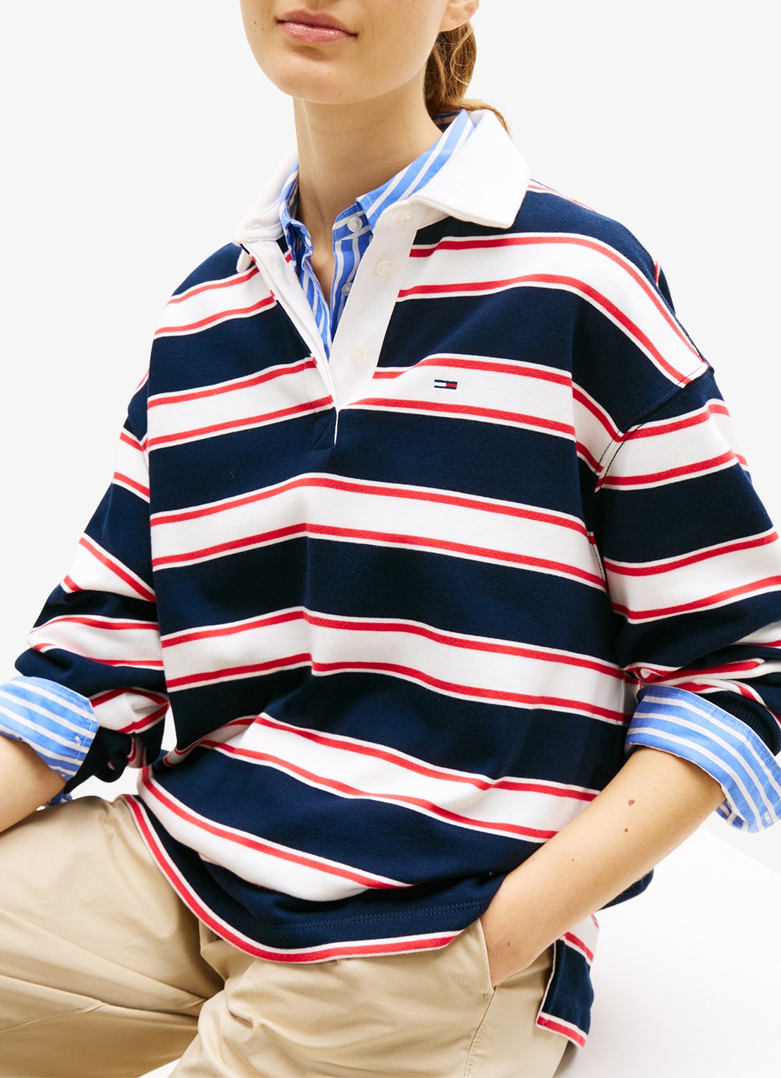 Tommy Hilfiger Polo met streepprint en logoborduring - detail 3 multicolor