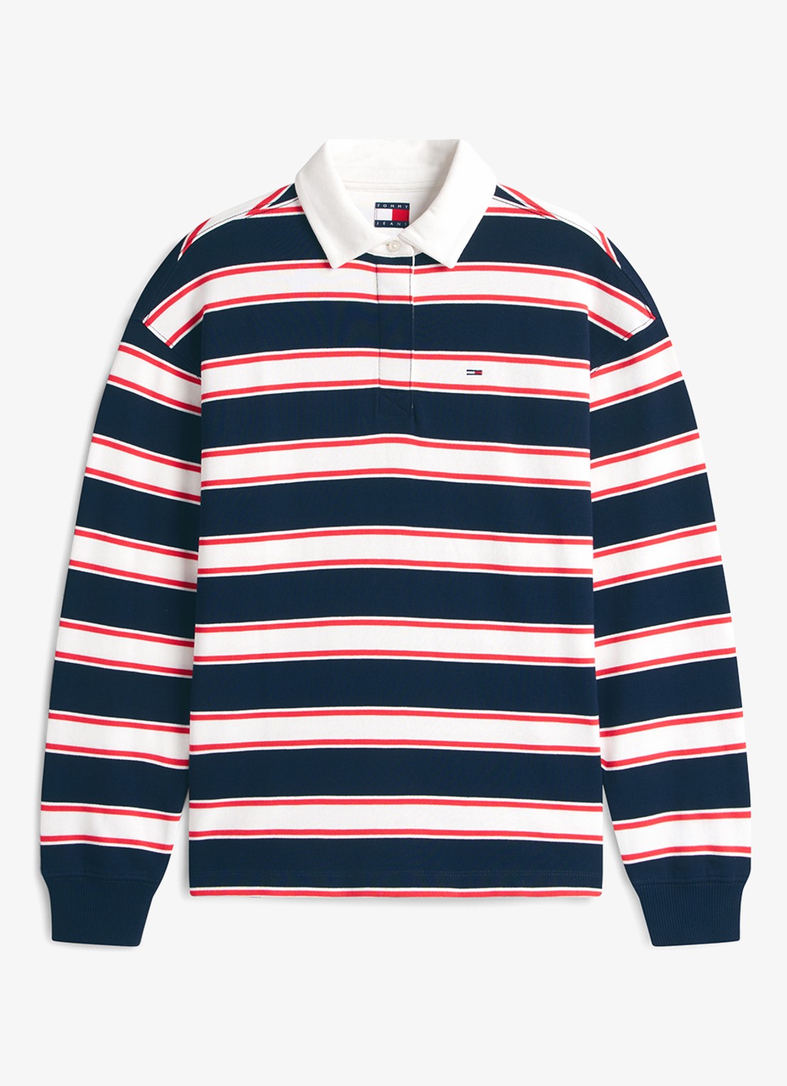Tommy Hilfiger Polo met streepprint en logoborduring - voorkant 4 multicolor