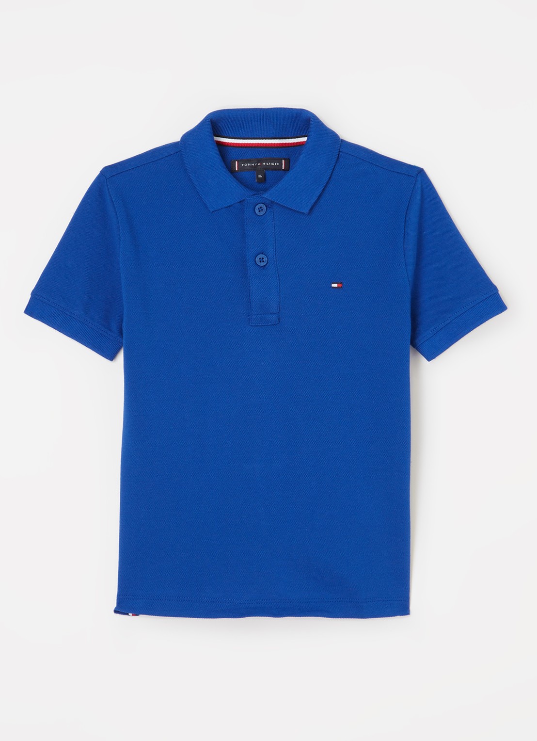 Tommy Hilfiger Polo van piqué katoen - voorkant donkerblauw