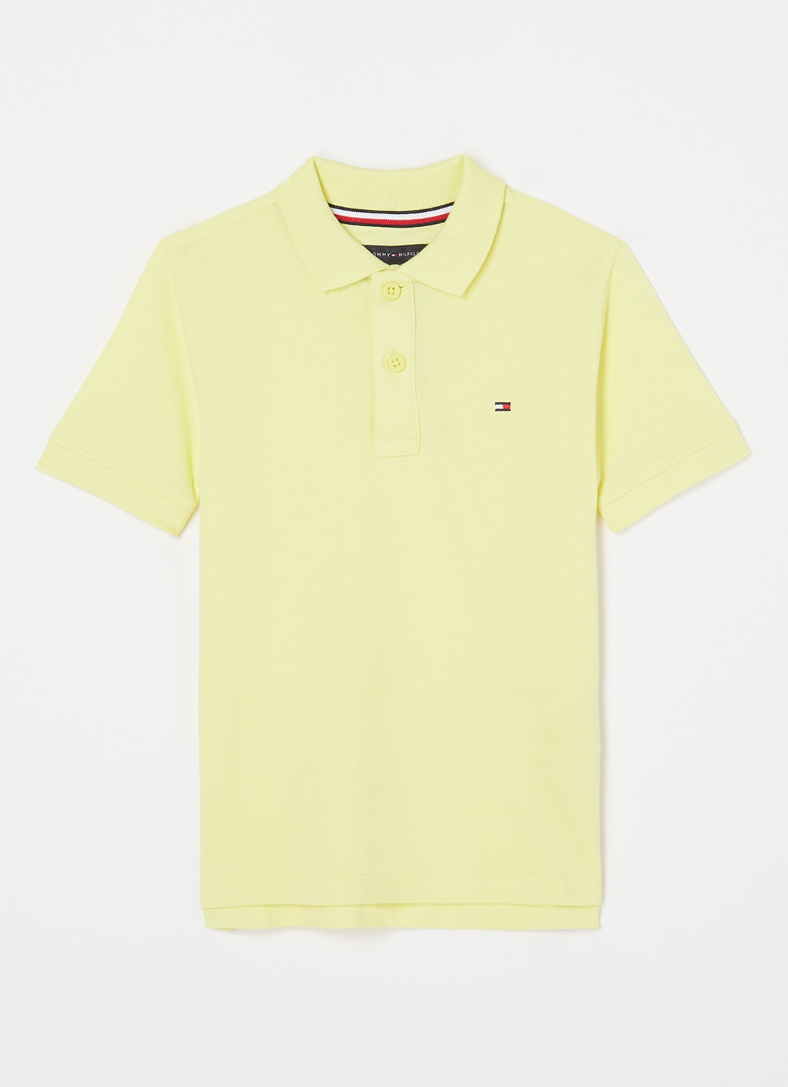 Tommy Hilfiger Polo van piqué katoen - voorkant geel
