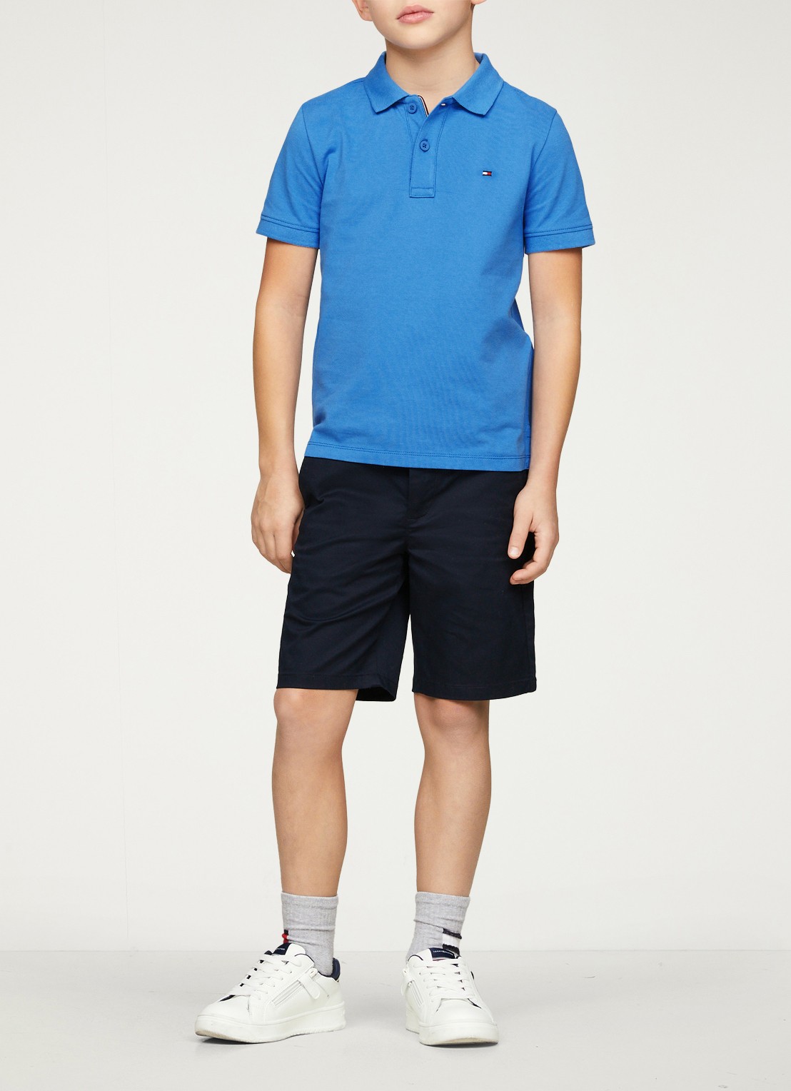 Tommy Hilfiger Polo van piqué katoen - voorkant 3 blauw