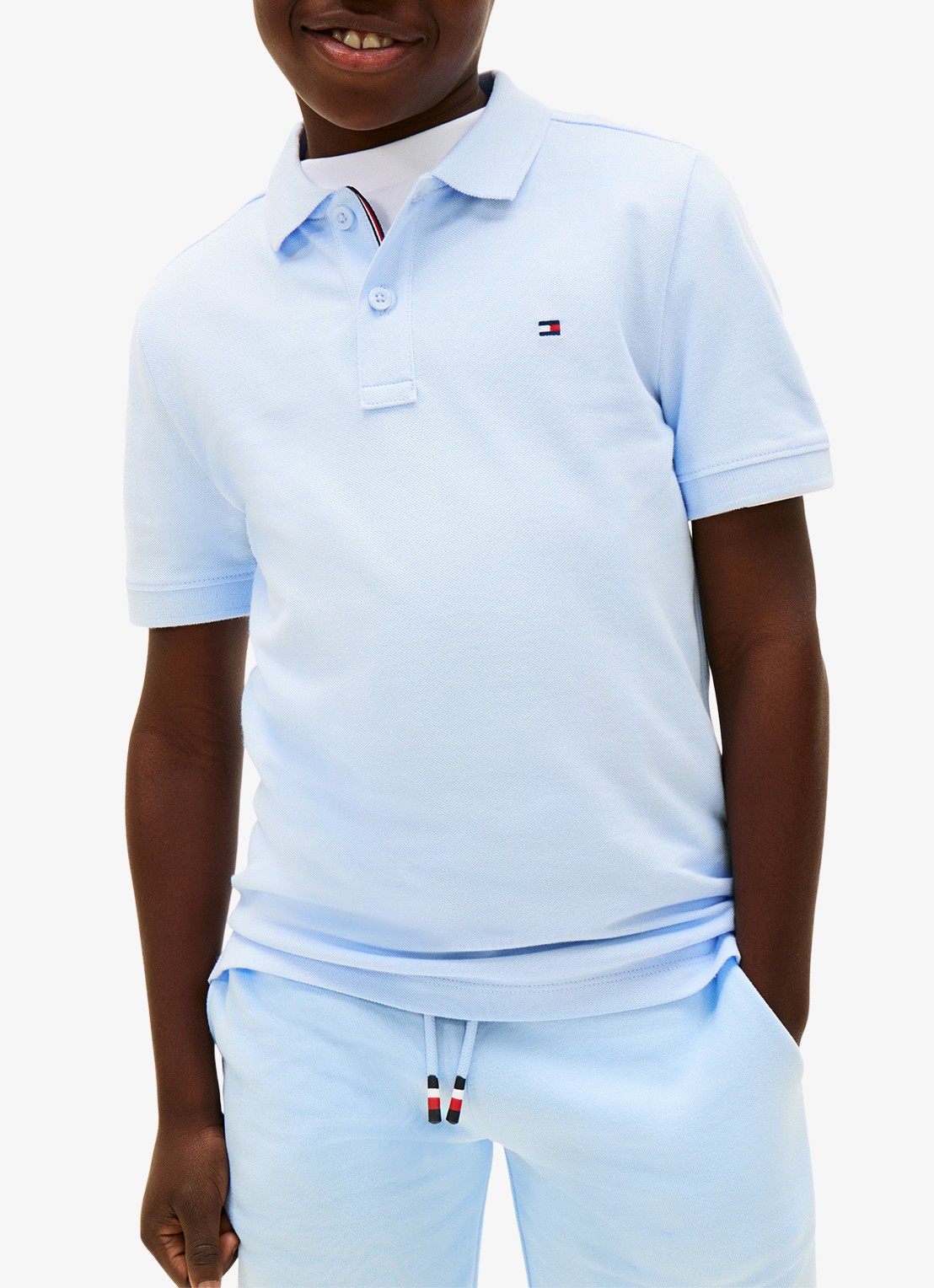 Tommy Hilfiger Polo van piqué katoen - detail 4 sweet blue-c3q / lichtblauw