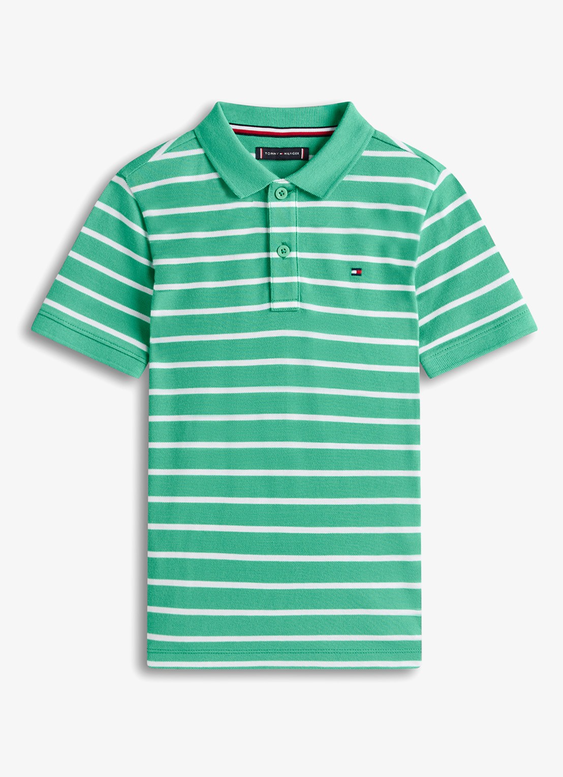 Tommy Hilfiger Polo van piqué katoen - voorkant lichtgroen