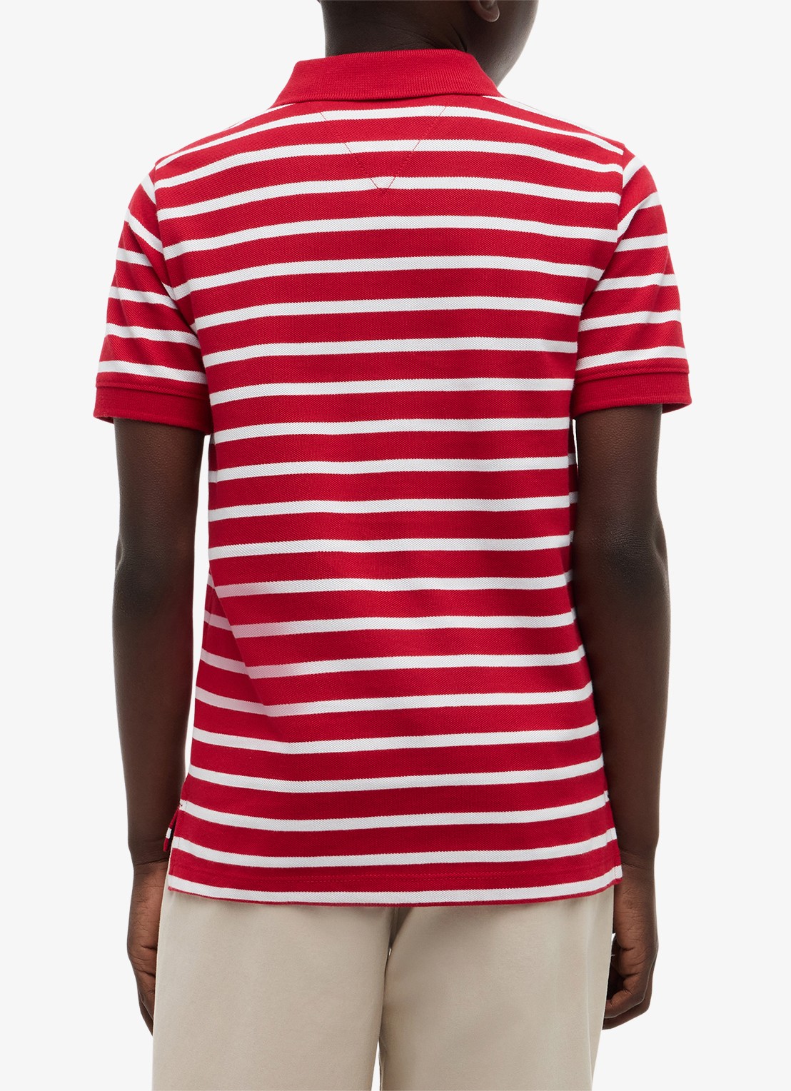 Tommy Hilfiger Polo van piqué katoen - achterkant primary red stripe-0ew / rood