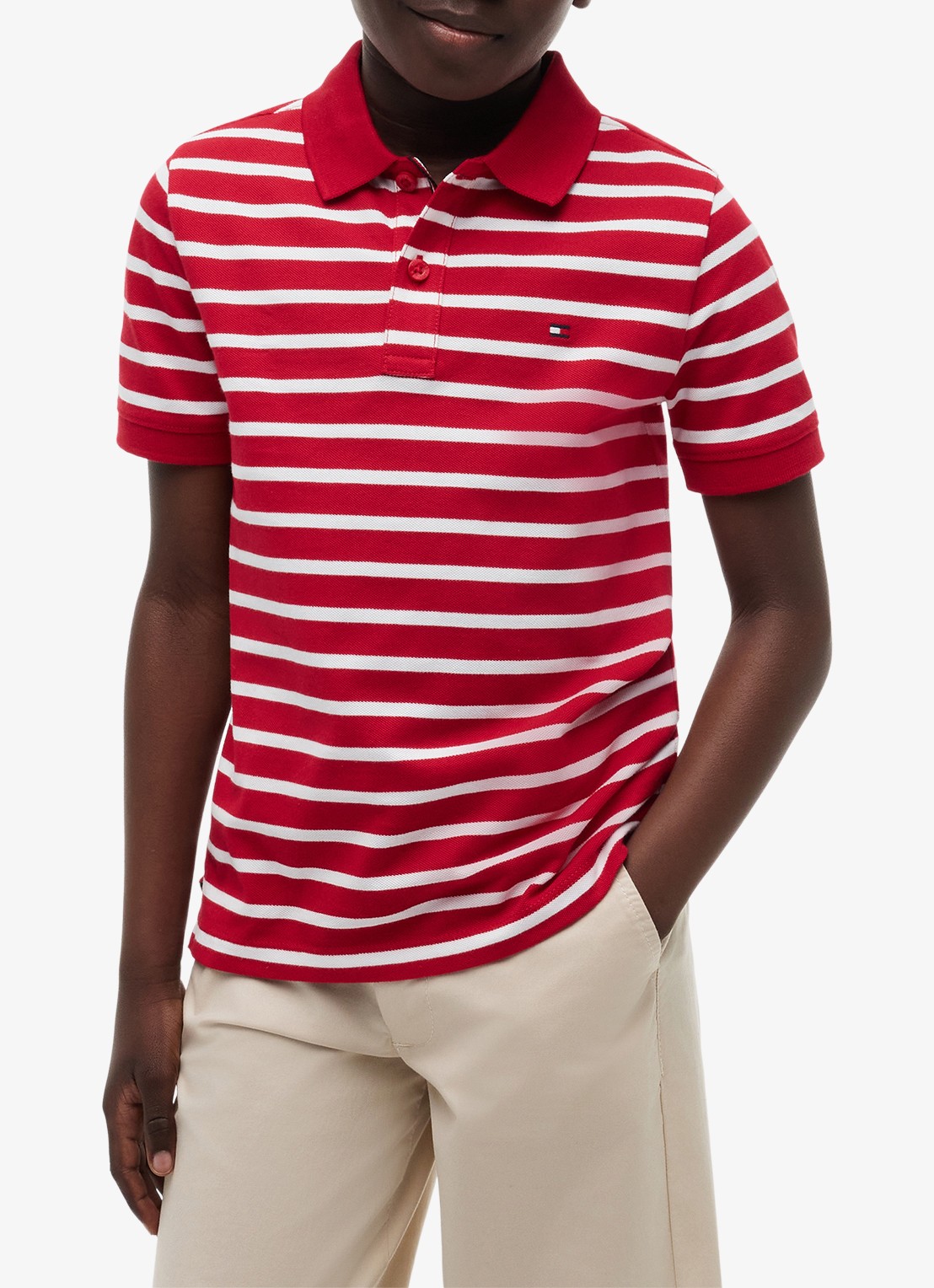 Tommy Hilfiger Polo van piqué katoen - detail 4 primary red stripe-0ew / rood