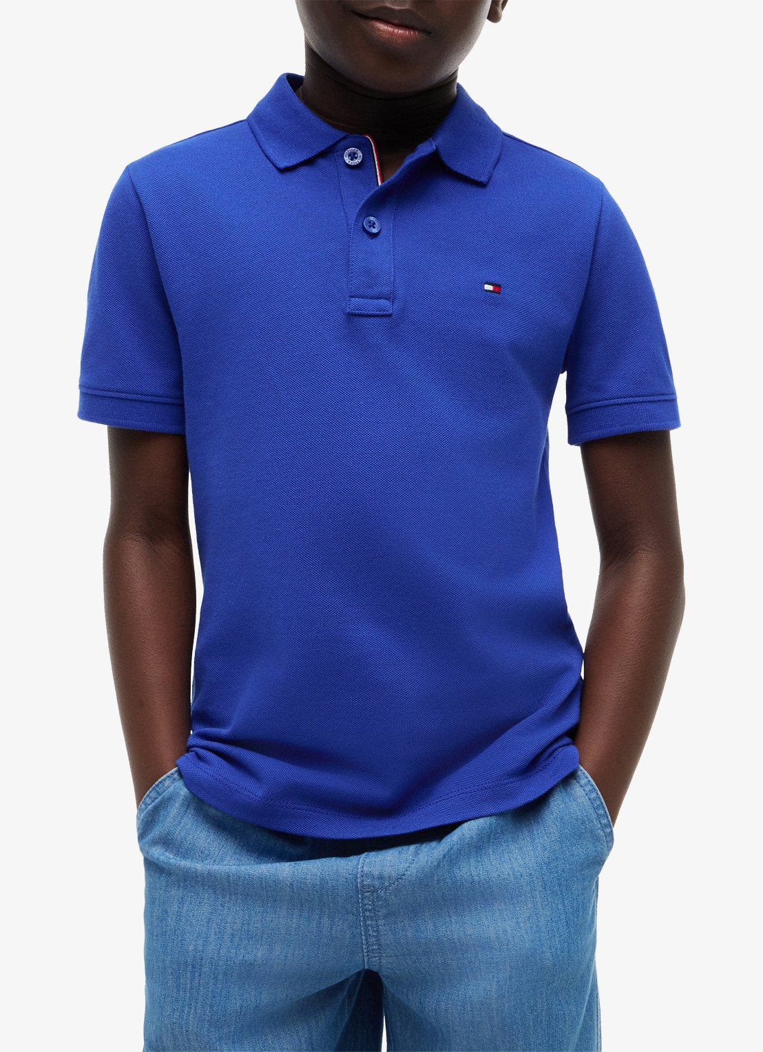 Tommy Hilfiger Polo van piqué katoen - detail noble blue-c8p / blauw
