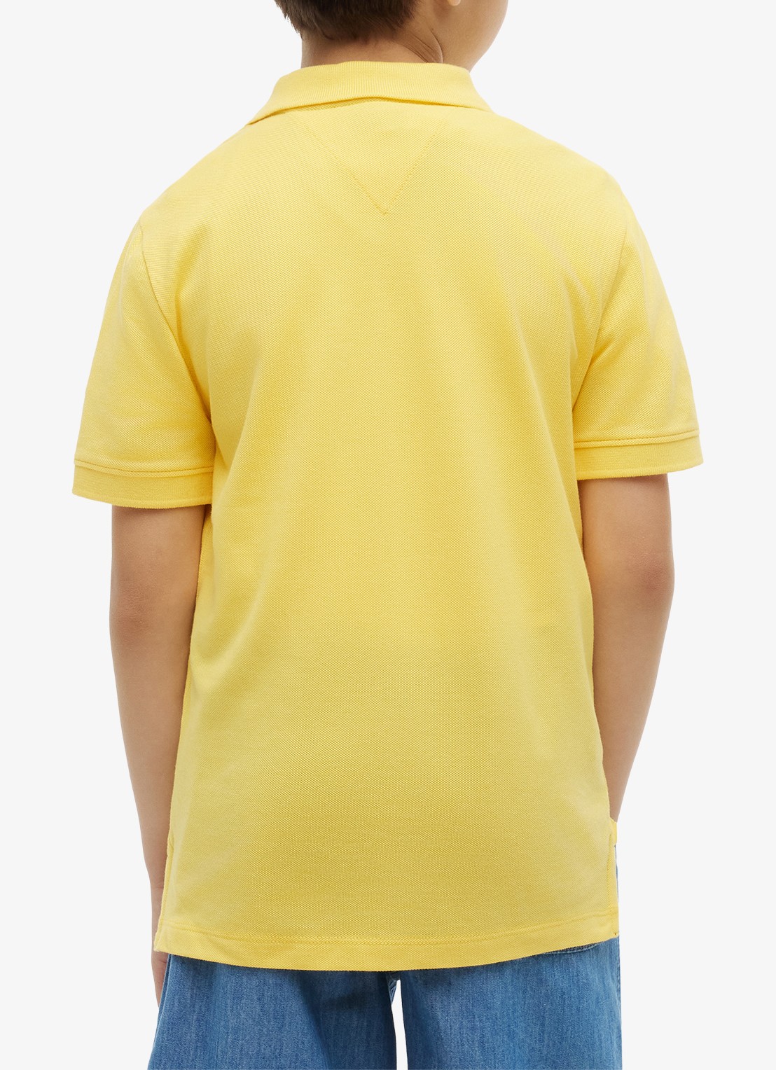 Tommy Hilfiger Polo van piqué katoen - achterkant 5 tuscan sun-zgk / geel